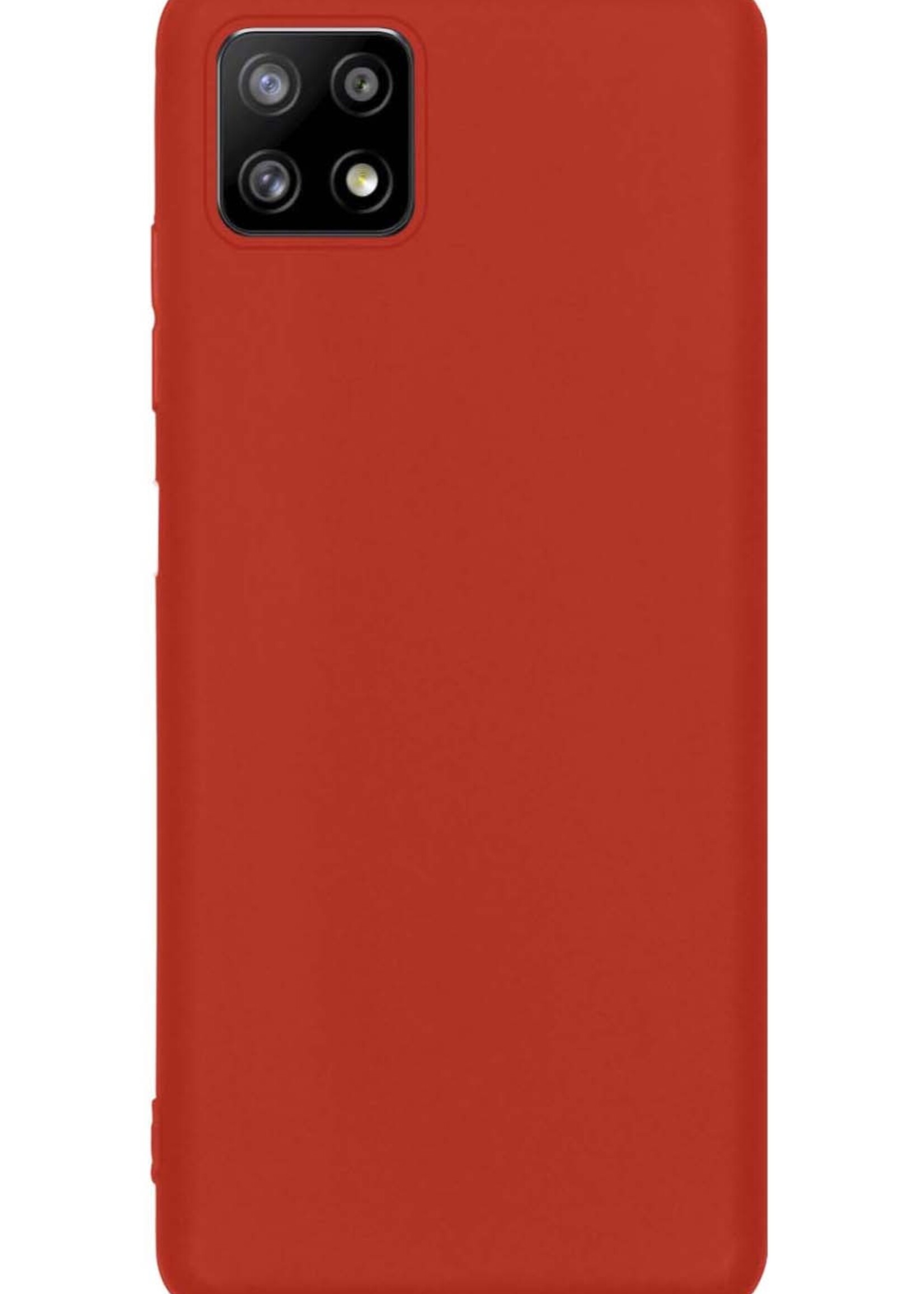 BTH Hoesje Geschikt voor Samsung A22 4G Hoesje Siliconen Case Hoes Met 2x Screenprotector - Hoes Geschikt voor Samsung Galaxy A22 4G Hoes Cover Case - Rood