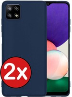 BTH BTH Samsung Galaxy A22 4G Hoesje Siliconen - Donkerblauw - 2 PACK