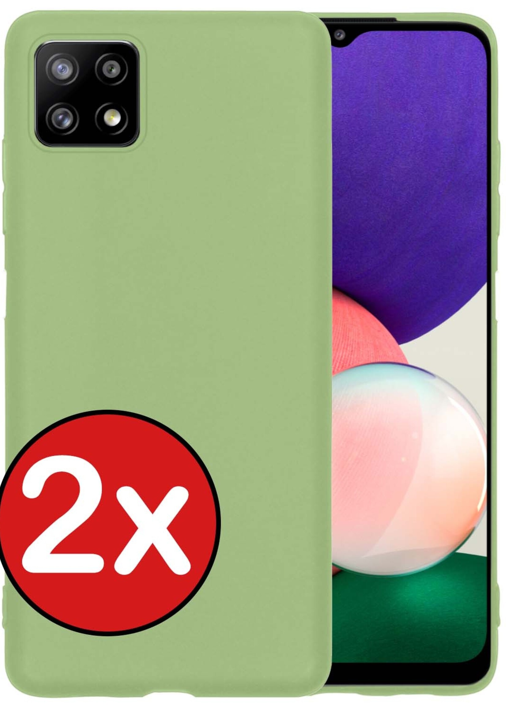 BTH Hoesje Geschikt voor Samsung A22 4G Hoesje Siliconen Case Hoes - Hoes Geschikt voor Samsung Galaxy A22 4G Hoes Cover Case - Groen - 2 PACK
