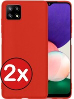 BTH BTH Samsung Galaxy A22 4G Hoesje Siliconen - Rood - 2 PACK