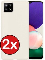 BTH BTH Samsung Galaxy A22 4G Hoesje Siliconen - Wit - 2 PACK