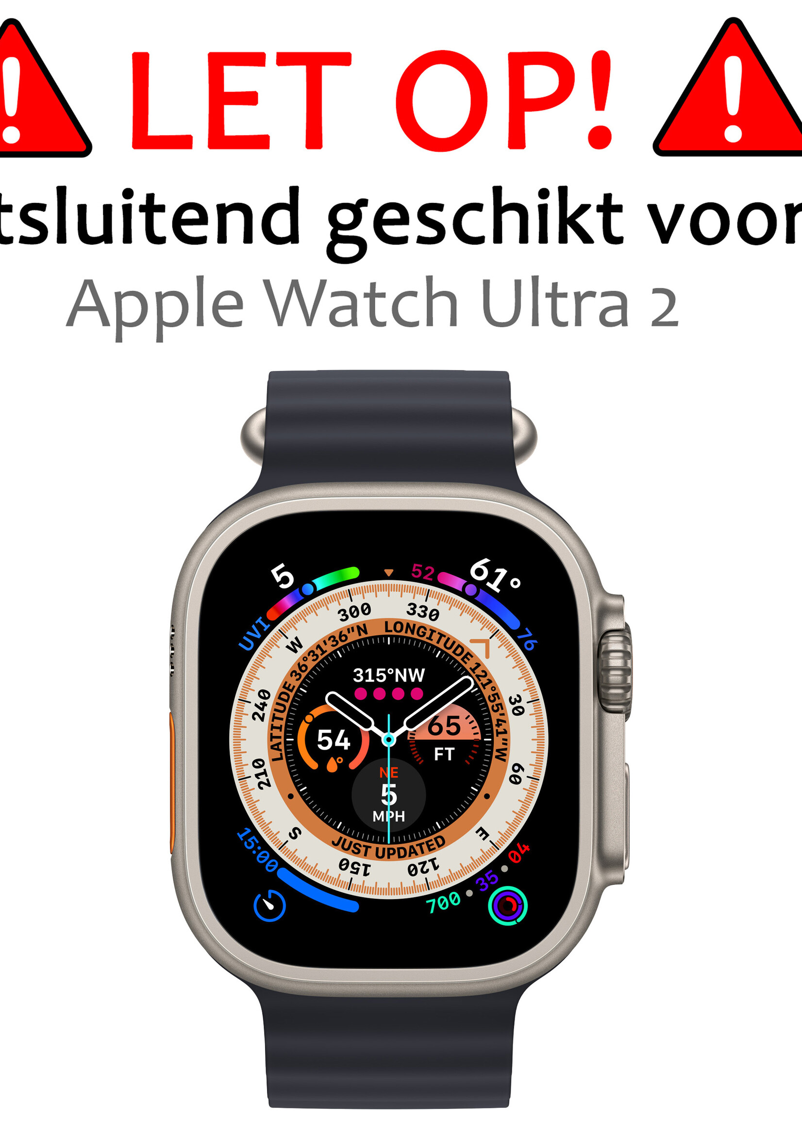 BTH Screenprotector Geschikt voor Apple Watch Ultra 2 Screenprotector Glas Gehard Screen Cover - Screen Protector Geschikt voor Apple Watch Ultra 2 (49 mm) Screenprotector Tempered Glass - 2 PACK