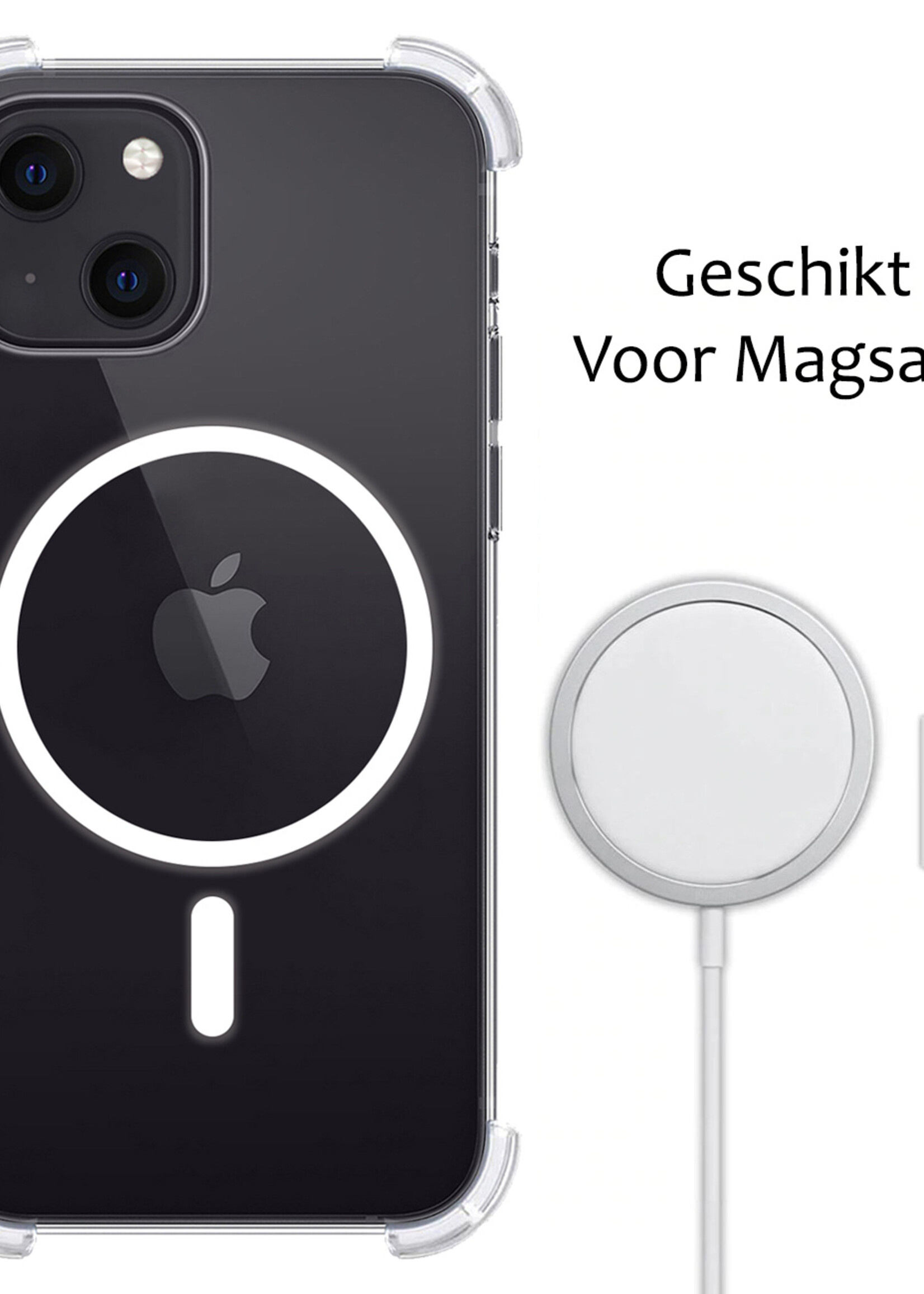 BTH Hoesje Geschikt voor iPhone 15 Hoesje Geschikt voor Magsafe Hoesje Shock Proof Cover - Hoes Geschikt voor iPhone 15 Hoesje Magsafe Case Shockproof - Transparant
