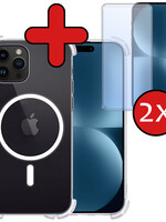 BTH BTH iPhone 15 Pro Max Magsafe Hoesje Transparant Met 2x Screenprotector