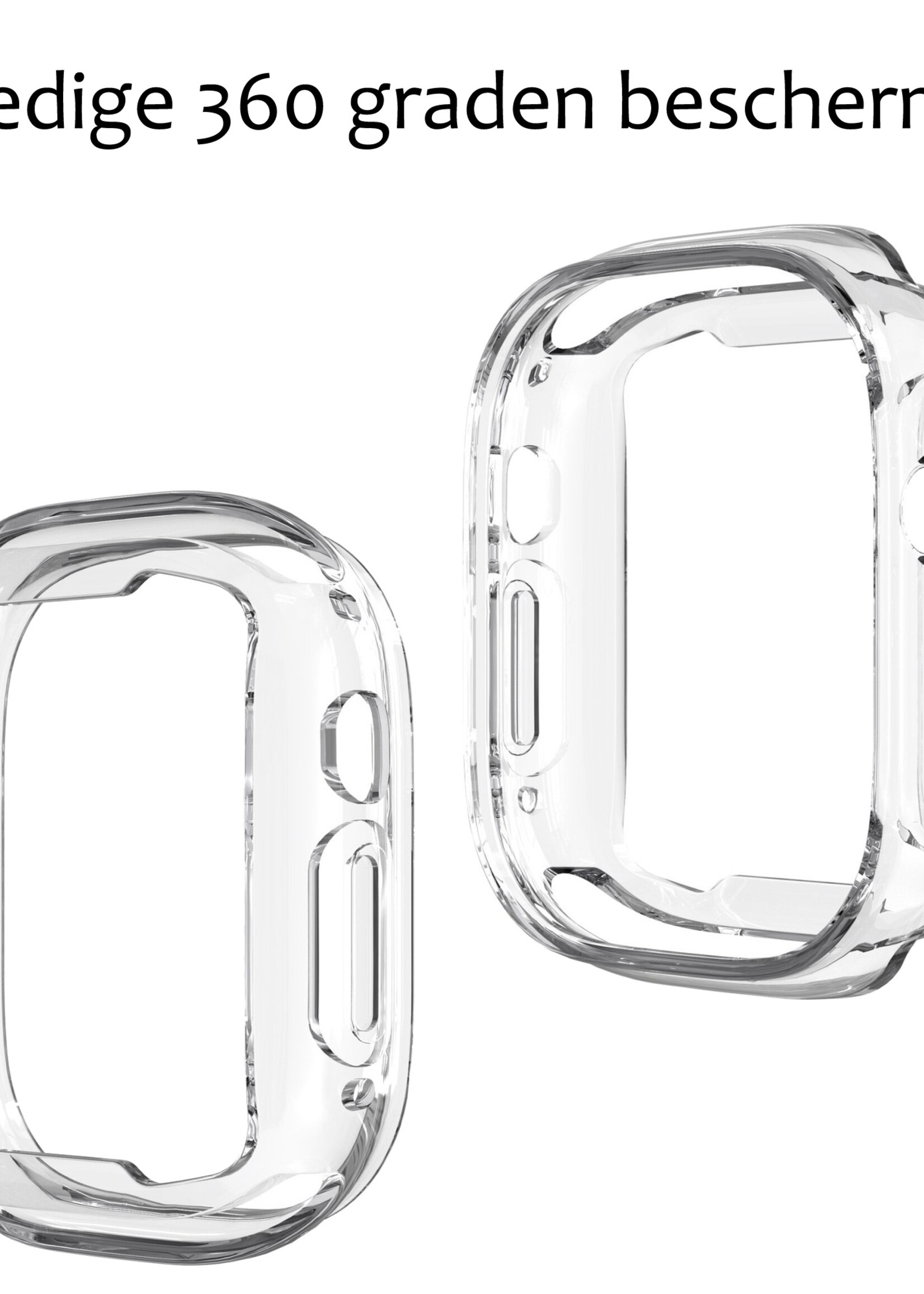 BTH Siliconen Hoes Geschikt voor Apple Watch Ultra 2 Hoesje Cover Case - Hoesje Geschikt voor Apple Watch Ultra 2 (49 mm) Hoes Siliconen Case - Transparant - 2 PACK