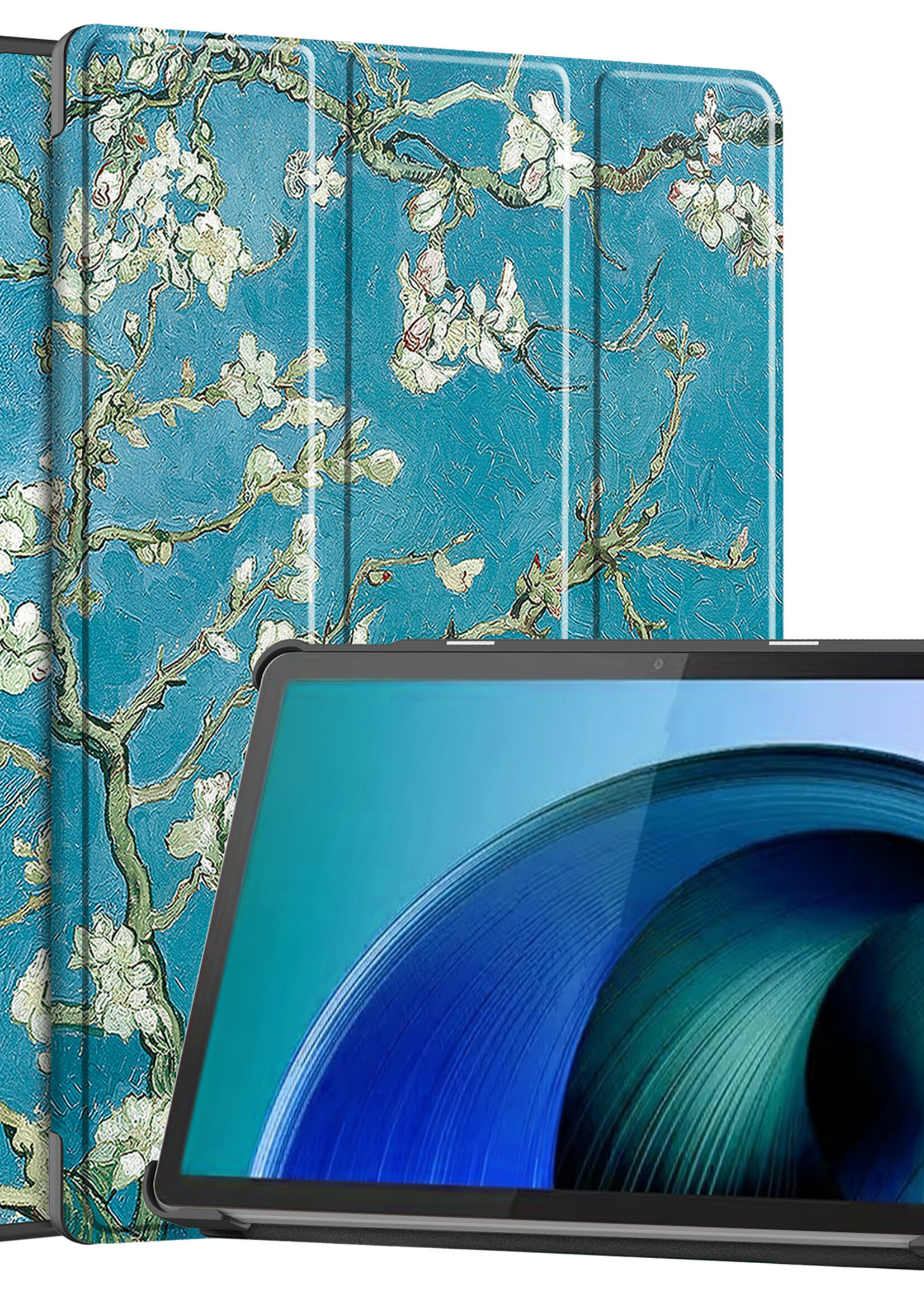 BTH Hoes Geschikt voor Lenovo Tab M10 5G Hoes Book Case Hoesje Trifold Cover - Hoesje Geschikt voor Lenovo Tab M10 5G Hoesje Bookcase - Bloesem