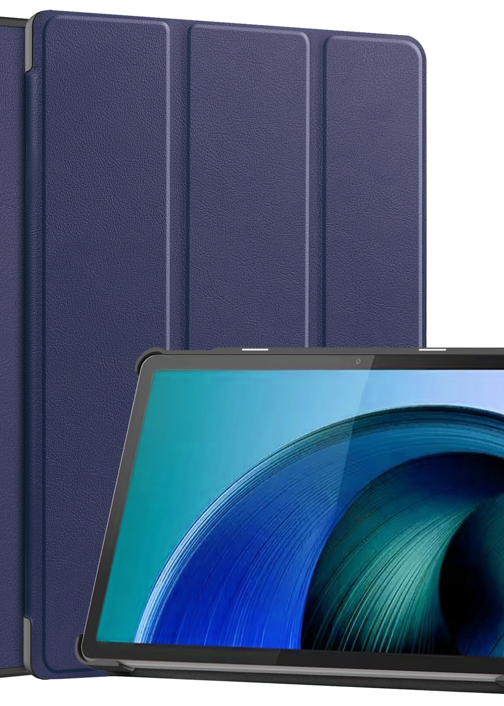 BTH Hoes Geschikt voor Lenovo Tab M10 5G Hoes Book Case Hoesje Trifold Cover - Hoesje Geschikt voor Lenovo Tab M10 5G Hoesje Bookcase - Donkerblauw