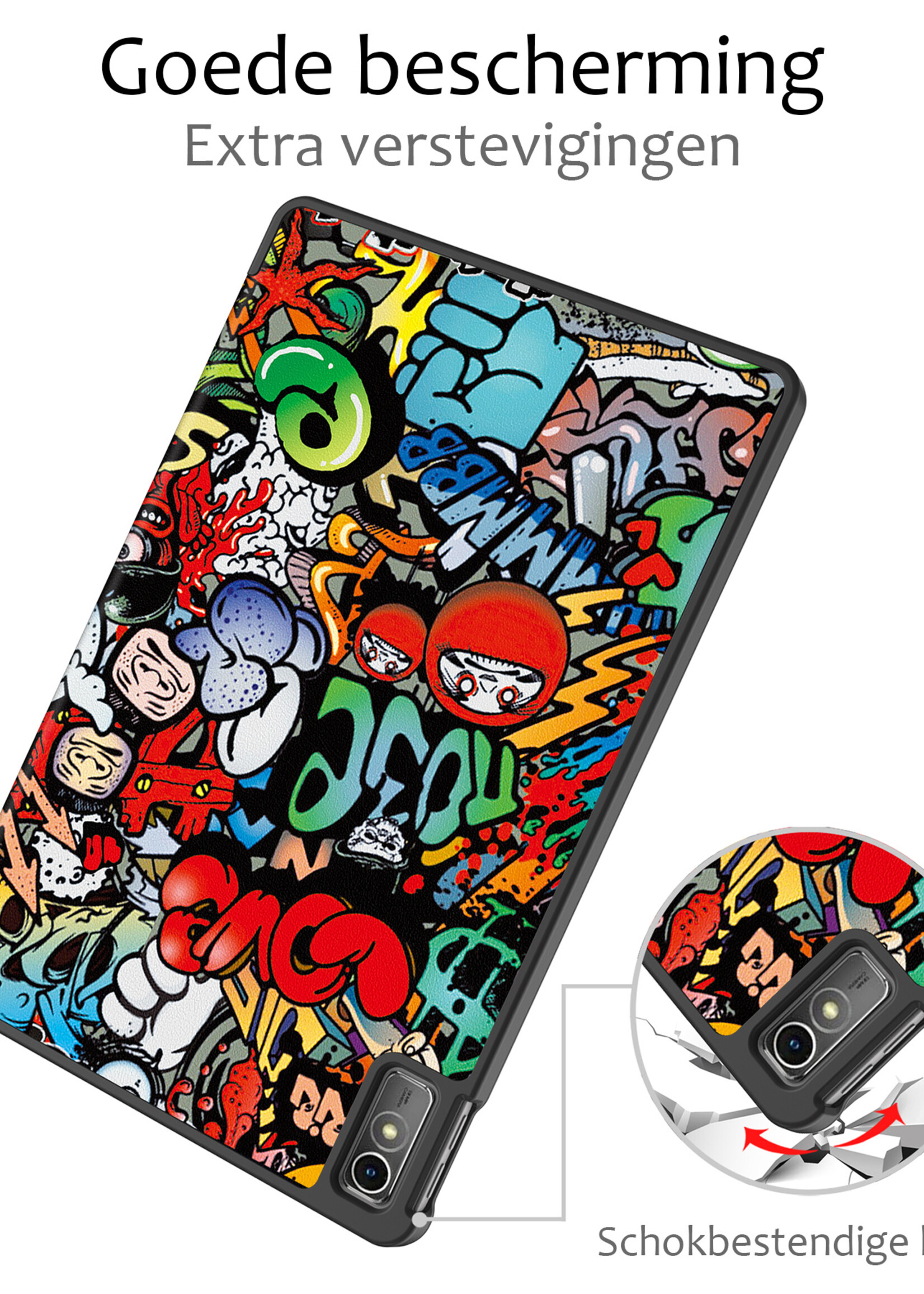 BTH Hoes Geschikt voor Lenovo Tab M10 5G Hoes Book Case Hoesje Trifold Cover - Hoesje Geschikt voor Lenovo Tab M10 5G Hoesje Bookcase - Graffity
