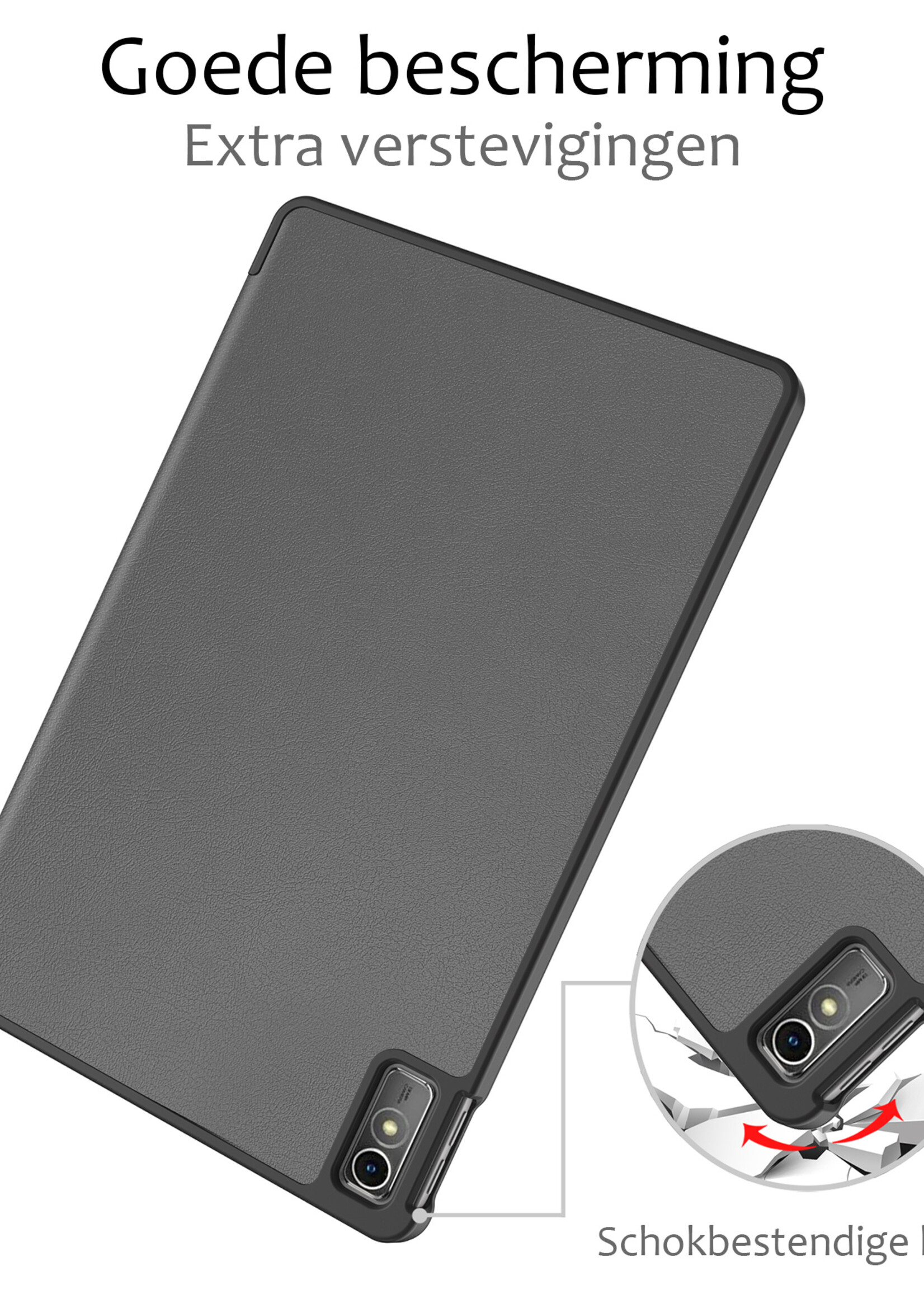 BTH Hoes Geschikt voor Lenovo Tab M10 5G Hoes Book Case Hoesje Trifold Cover - Hoesje Geschikt voor Lenovo Tab M10 5G Hoesje Bookcase - Grijs