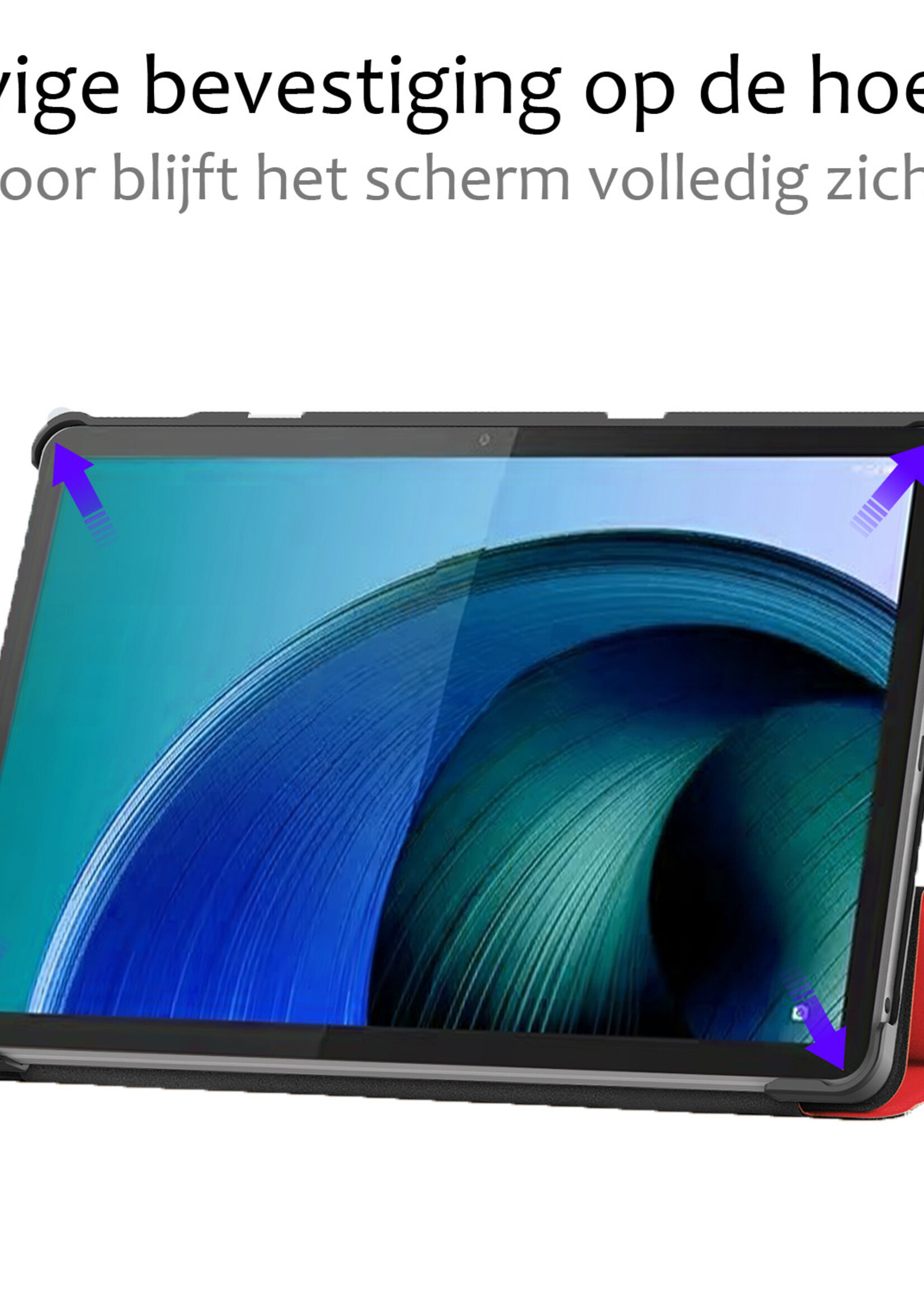 BTH Hoes Geschikt voor Lenovo Tab M10 5G Hoes Book Case Hoesje Trifold Cover - Hoesje Geschikt voor Lenovo Tab M10 5G Hoesje Bookcase - Rood