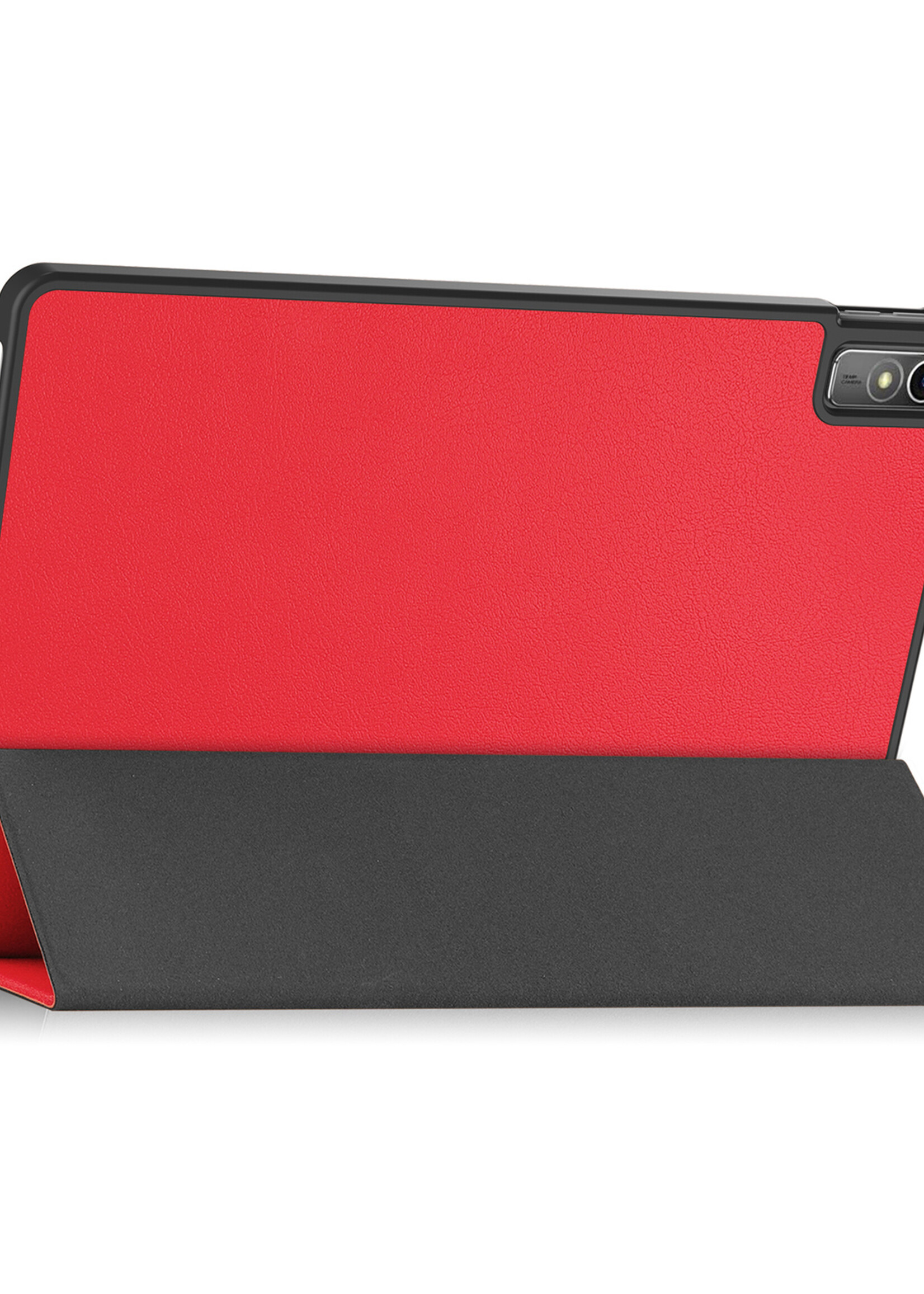 BTH Hoes Geschikt voor Lenovo Tab M10 5G Hoes Book Case Hoesje Trifold Cover - Hoesje Geschikt voor Lenovo Tab M10 5G Hoesje Bookcase - Rood