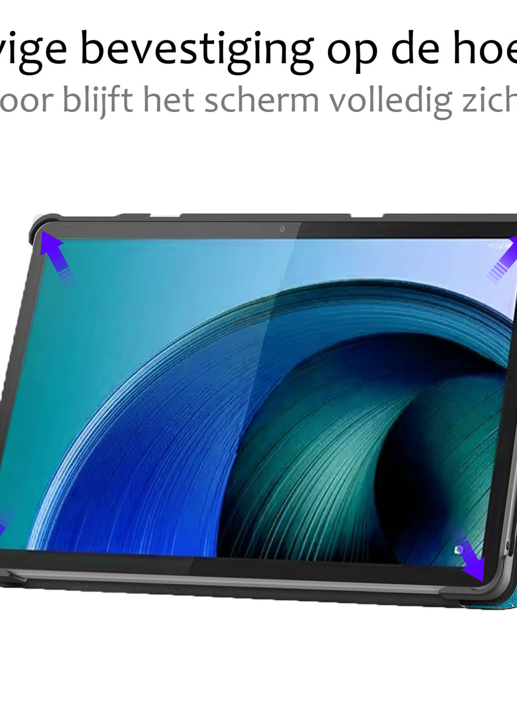 BTH Hoes Geschikt voor Lenovo Tab M10 5G Hoes Book Case Hoesje Trifold Cover Met Screenprotector - Hoesje Geschikt voor Lenovo Tab M10 5G Hoesje Bookcase - Bloesem