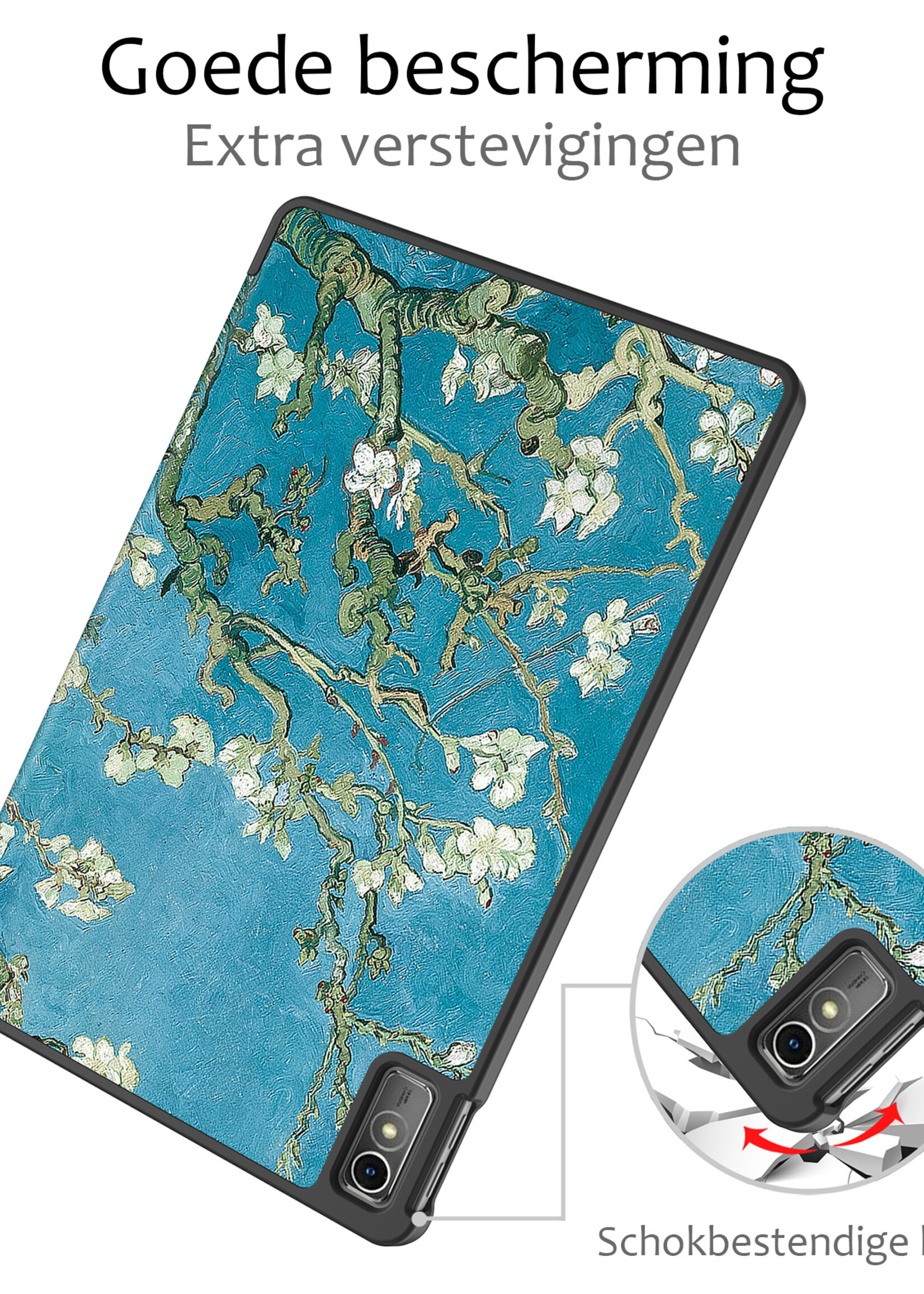 BTH Hoes Geschikt voor Lenovo Tab M10 5G Hoes Book Case Hoesje Trifold Cover Met Screenprotector - Hoesje Geschikt voor Lenovo Tab M10 5G Hoesje Bookcase - Bloesem