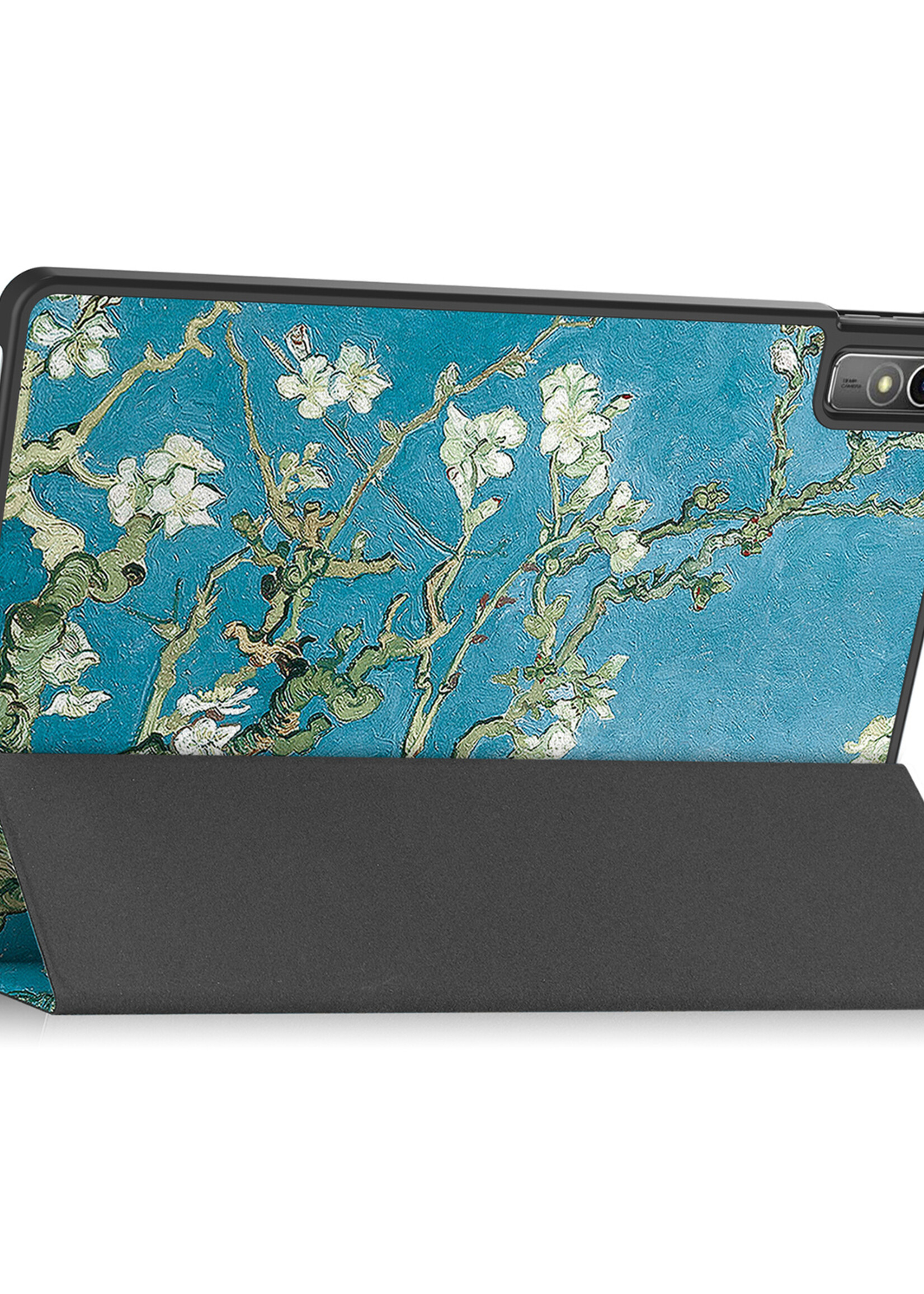 BTH Hoes Geschikt voor Lenovo Tab M10 5G Hoes Book Case Hoesje Trifold Cover Met Screenprotector - Hoesje Geschikt voor Lenovo Tab M10 5G Hoesje Bookcase - Bloesem