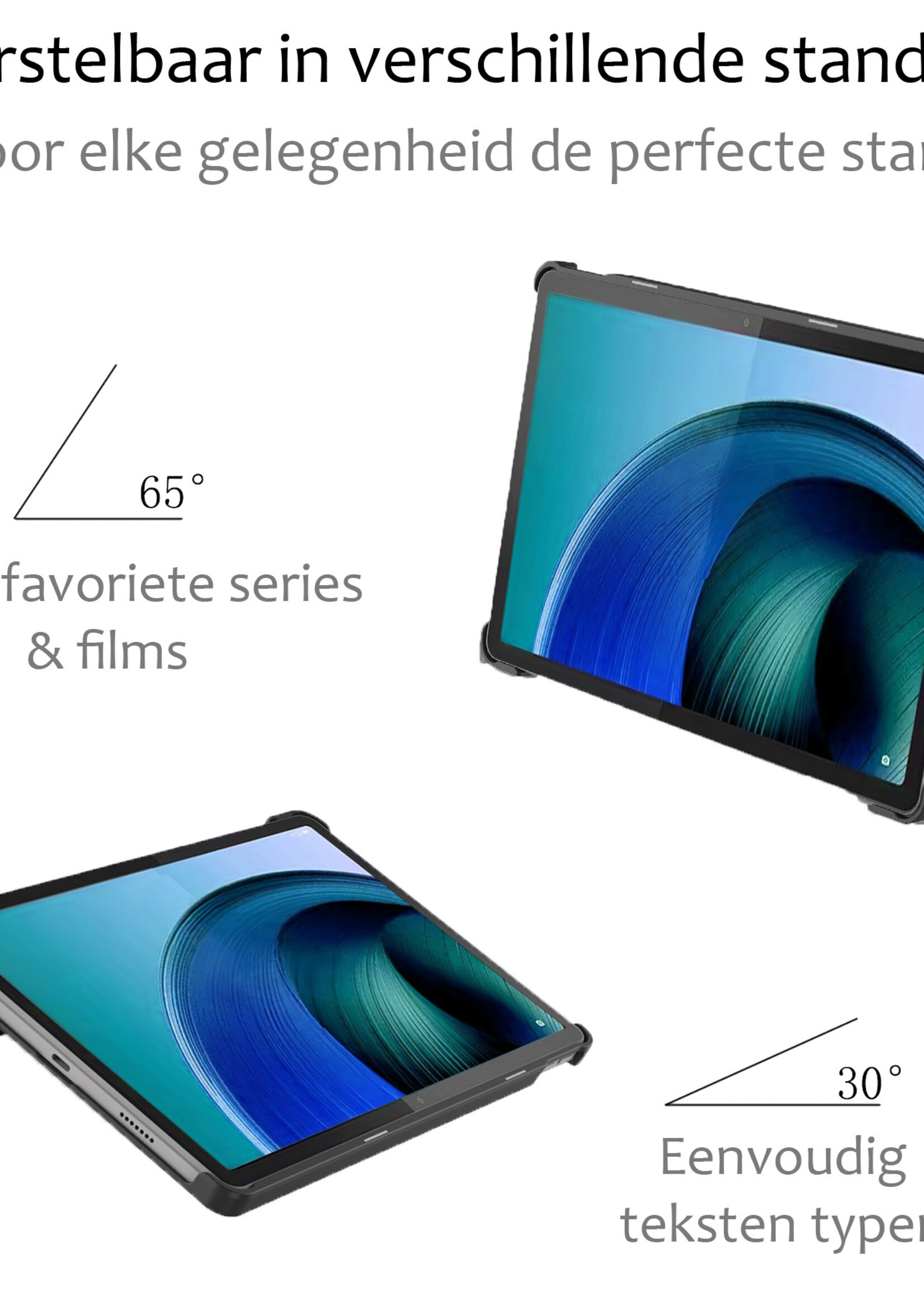 BTH Hoes Geschikt voor Lenovo Tab M10 5G Hoes Book Case Hoesje Trifold Cover Met Screenprotector - Hoesje Geschikt voor Lenovo Tab M10 5G Hoesje Bookcase - Donkerblauw
