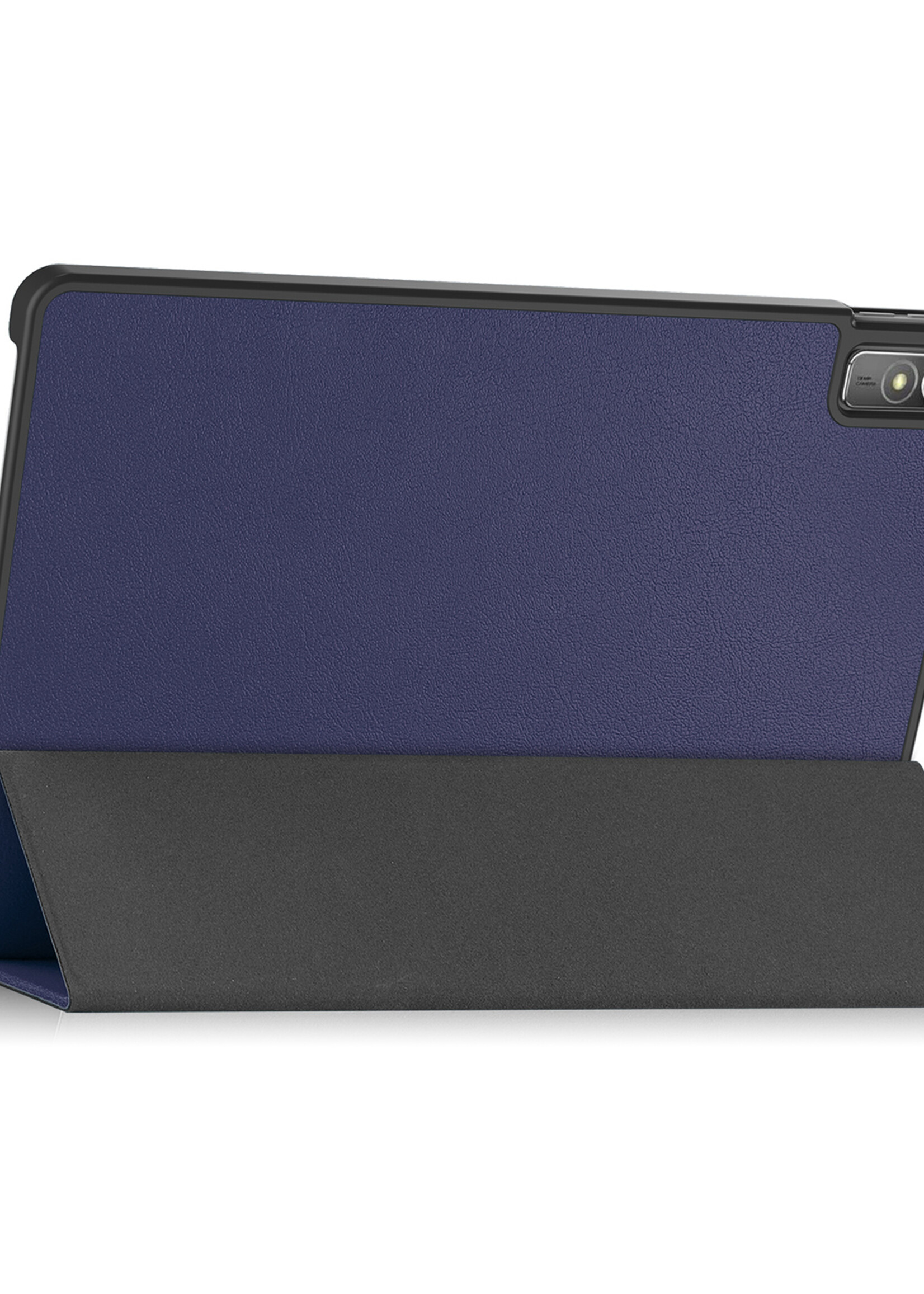 BTH Hoes Geschikt voor Lenovo Tab M10 5G Hoes Book Case Hoesje Trifold Cover Met Screenprotector - Hoesje Geschikt voor Lenovo Tab M10 5G Hoesje Bookcase - Donkerblauw