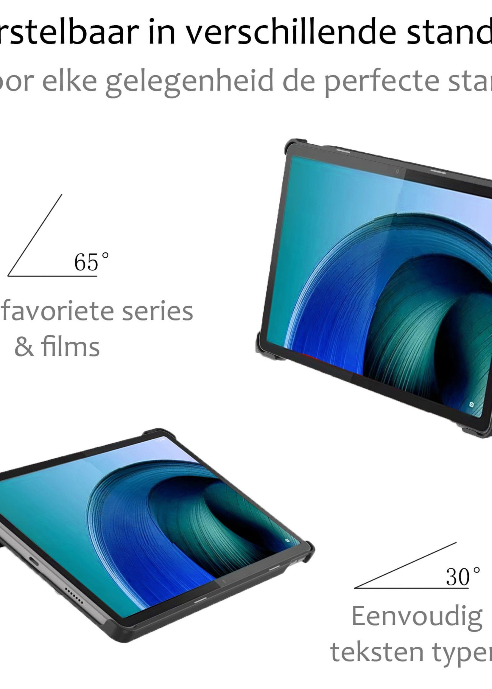 BTH Hoes Geschikt voor Lenovo Tab M10 5G Hoes Book Case Hoesje Trifold Cover Met Screenprotector - Hoesje Geschikt voor Lenovo Tab M10 5G Hoesje Bookcase - Galaxy