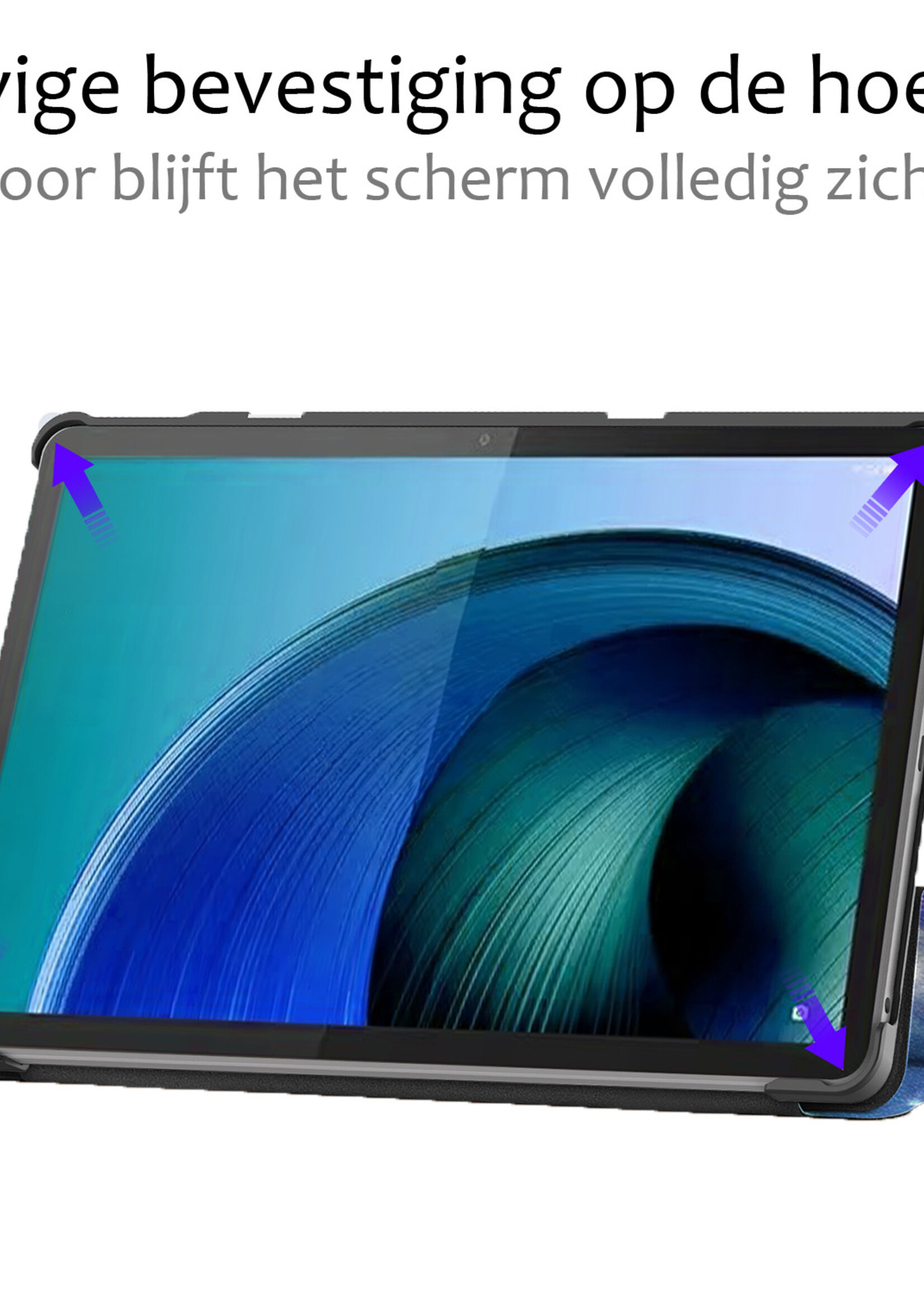 BTH Hoes Geschikt voor Lenovo Tab M10 5G Hoes Book Case Hoesje Trifold Cover Met Screenprotector - Hoesje Geschikt voor Lenovo Tab M10 5G Hoesje Bookcase - Galaxy