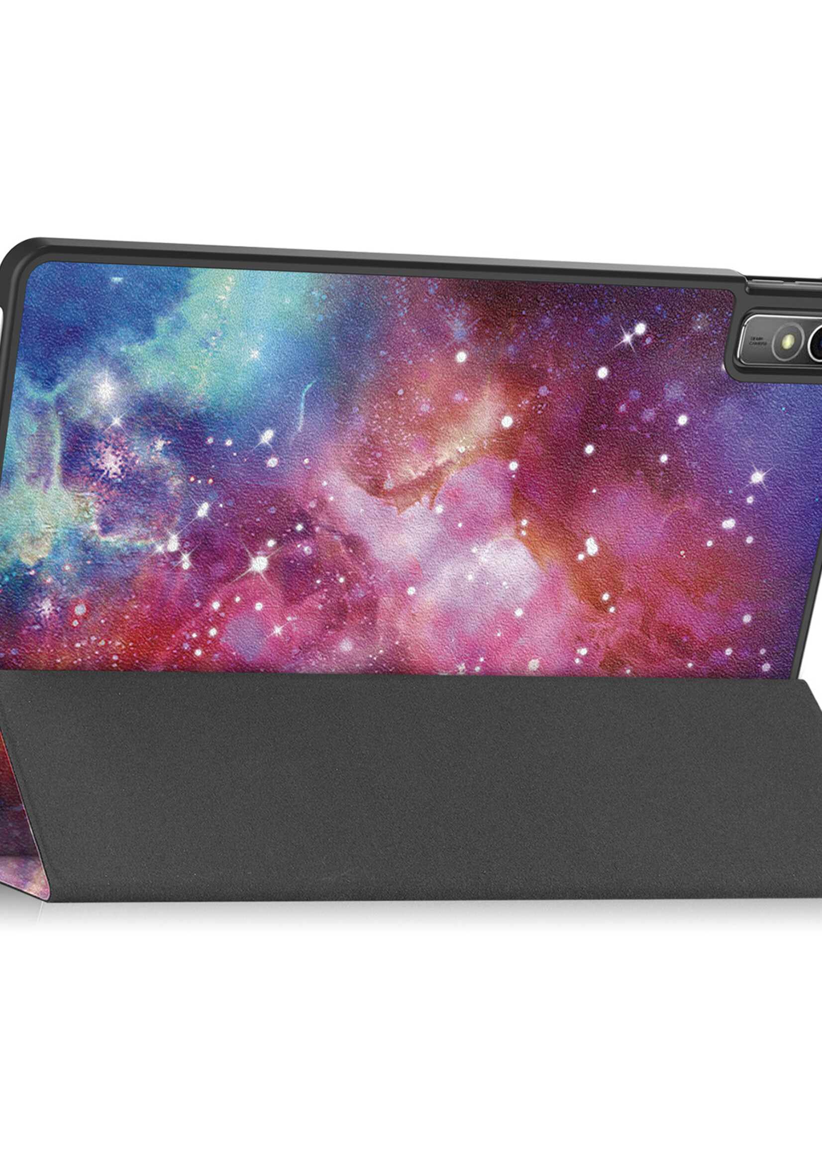 BTH Hoes Geschikt voor Lenovo Tab M10 5G Hoes Book Case Hoesje Trifold Cover Met Screenprotector - Hoesje Geschikt voor Lenovo Tab M10 5G Hoesje Bookcase - Galaxy