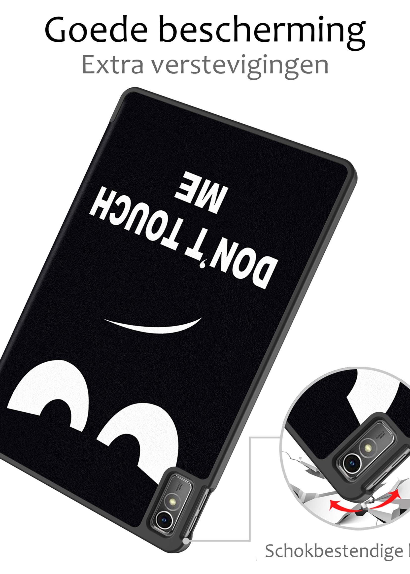 BTH Hoes Geschikt voor Lenovo Tab M10 5G Hoes Book Case Hoesje Trifold Cover Met Screenprotector - Hoesje Geschikt voor Lenovo Tab M10 5G Hoesje Bookcase - Don't Touch Me