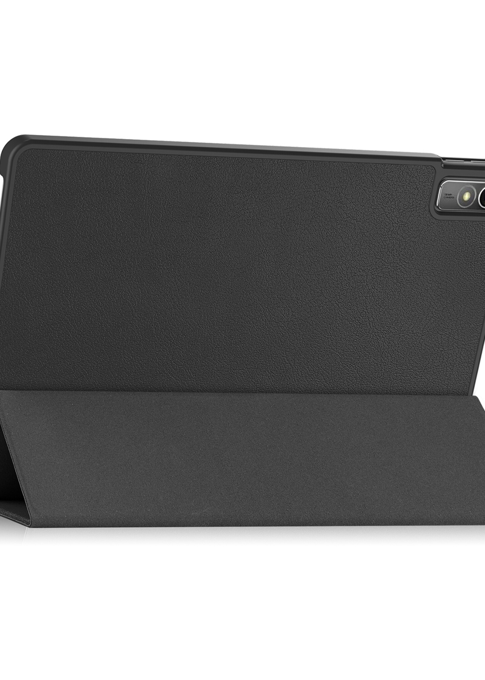 BTH Hoes Geschikt voor Lenovo Tab M10 5G Hoes Book Case Hoesje Trifold Cover Met Screenprotector - Hoesje Geschikt voor Lenovo Tab M10 5G Hoesje Bookcase - Zwart
