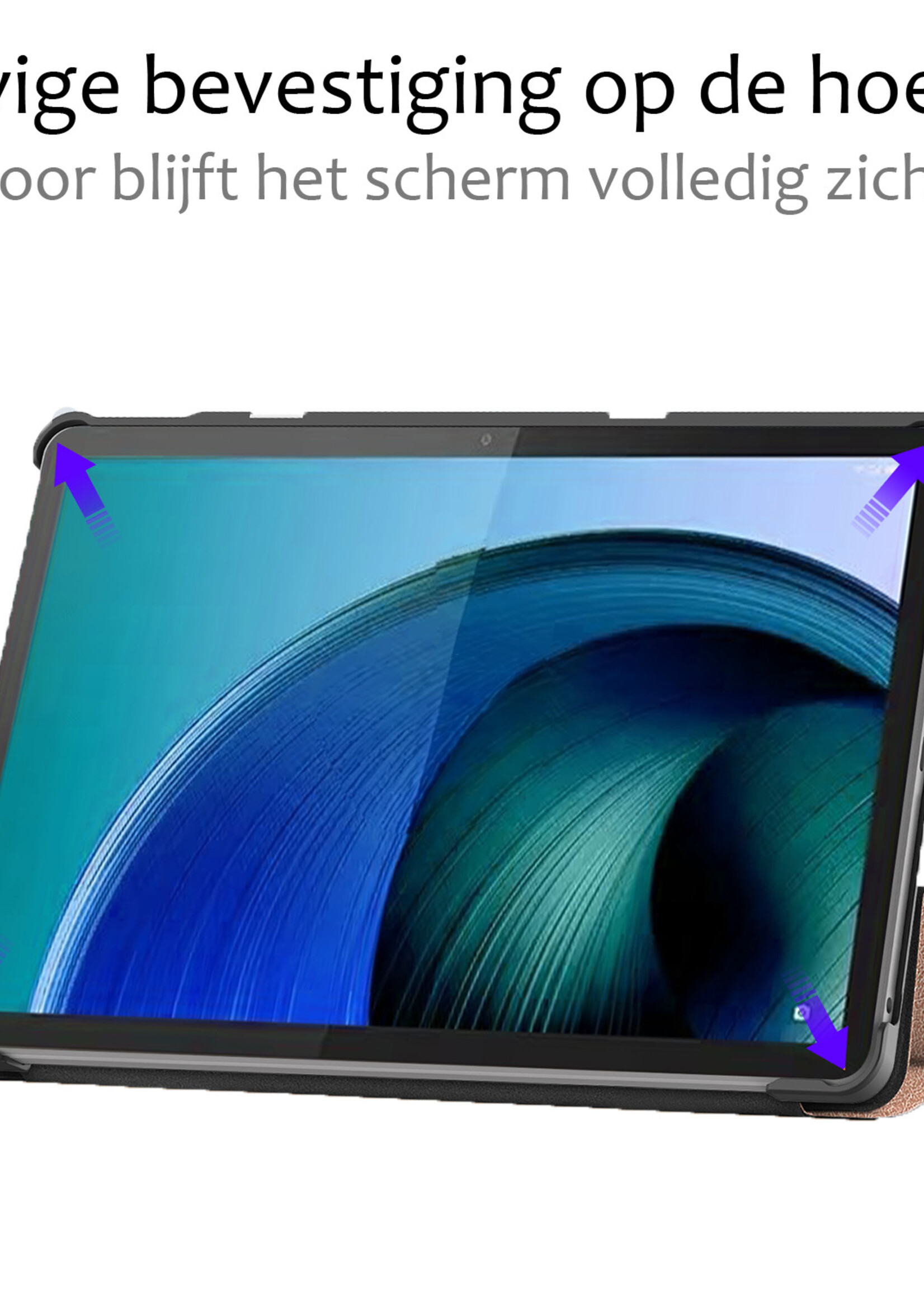 BTH Hoes Geschikt voor Lenovo Tab M10 5G Hoes Book Case Hoesje Trifold Cover Met Screenprotector - Hoesje Geschikt voor Lenovo Tab M10 5G Hoesje Bookcase - Rosé goud