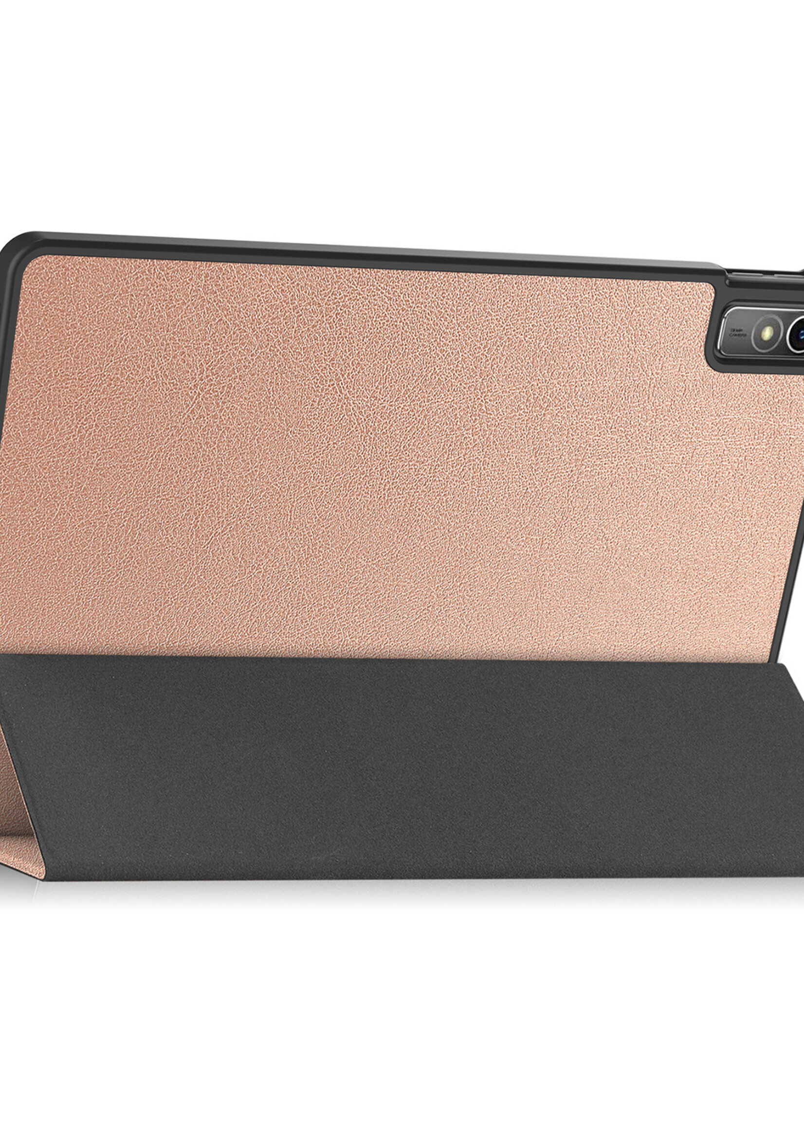 BTH Hoes Geschikt voor Lenovo Tab M10 5G Hoes Book Case Hoesje Trifold Cover Met Screenprotector - Hoesje Geschikt voor Lenovo Tab M10 5G Hoesje Bookcase - Rosé goud
