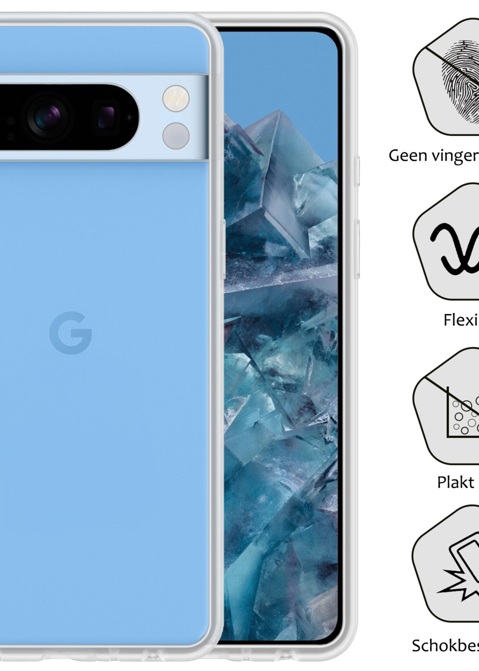 BTH Hoesje Geschikt voor Google Pixel 8 Pro Hoesje Siliconen Case Hoes - Hoes Geschikt voor Google Pixel 8 Pro Hoes Cover Case - Transparant