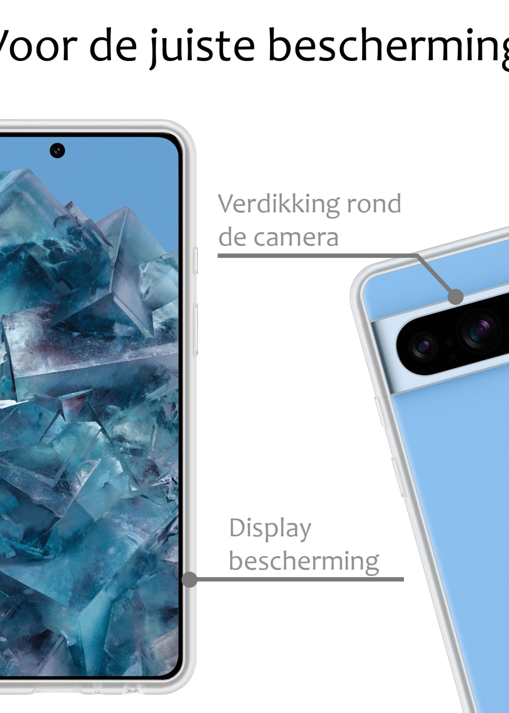 BTH Hoesje Geschikt voor Google Pixel 8 Pro Hoesje Siliconen Case Hoes - Hoes Geschikt voor Google Pixel 8 Pro Hoes Cover Case - Transparant