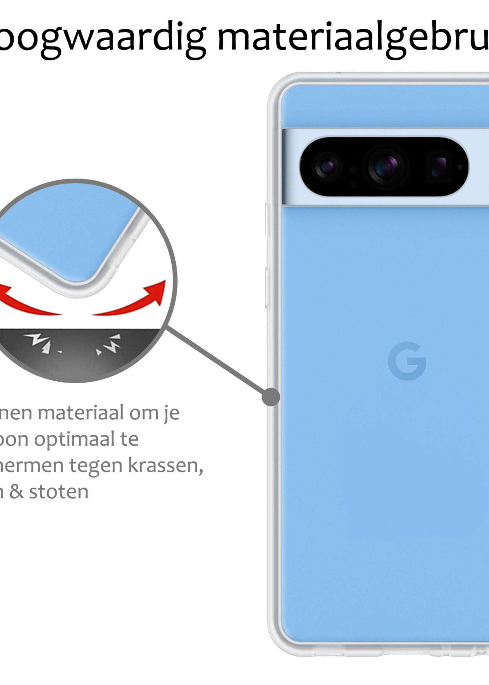 BTH Hoesje Geschikt voor Google Pixel 8 Pro Hoesje Siliconen Case Hoes - Hoes Geschikt voor Google Pixel 8 Pro Hoes Cover Case - Transparant