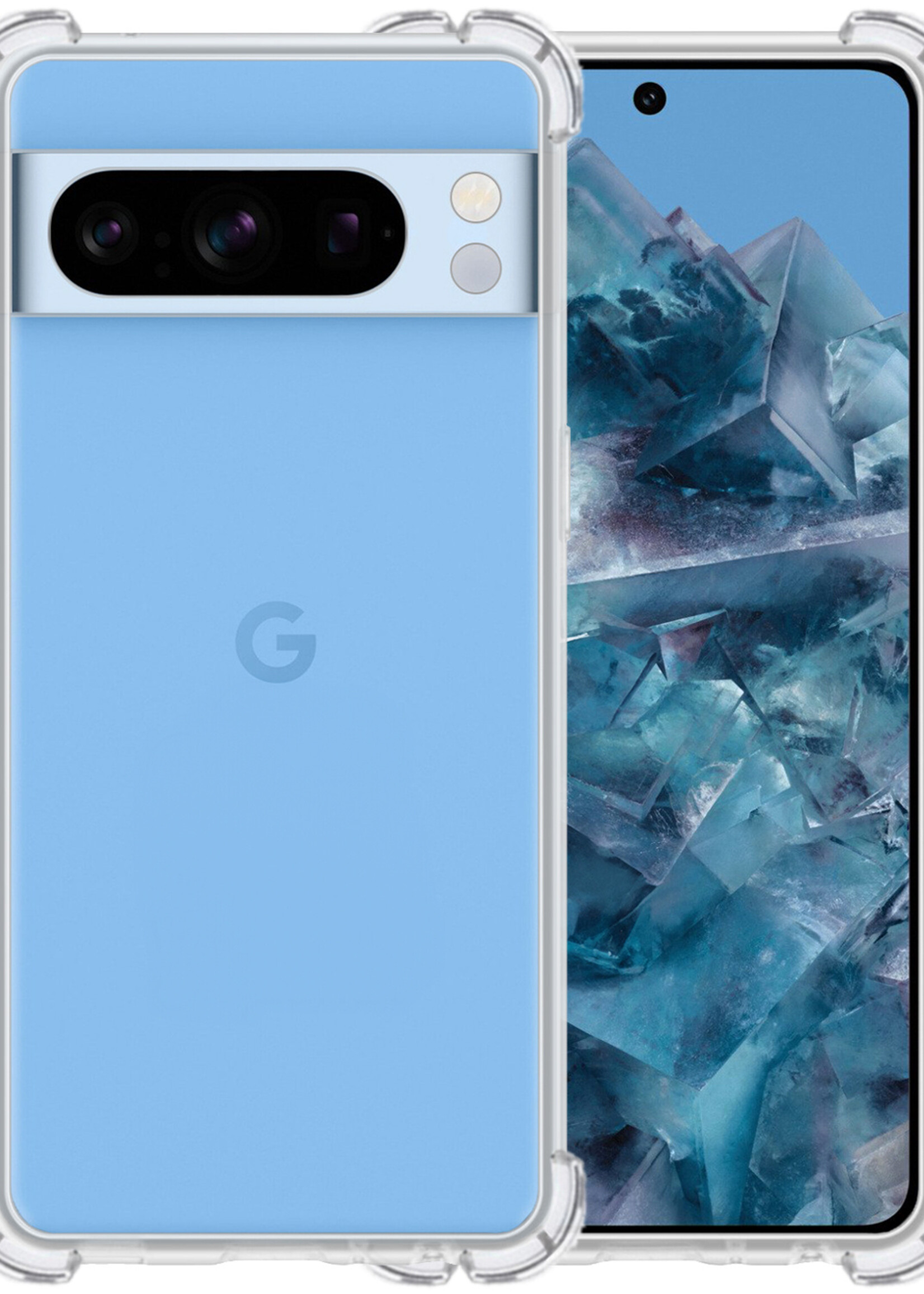 BTH Hoesje Geschikt voor Google Pixel 8 Pro Hoesje Siliconen Shock Proof Case Hoes - Hoes Geschikt voor Google Pixel 8 Pro Hoes Cover Case Shockproof - Transparant