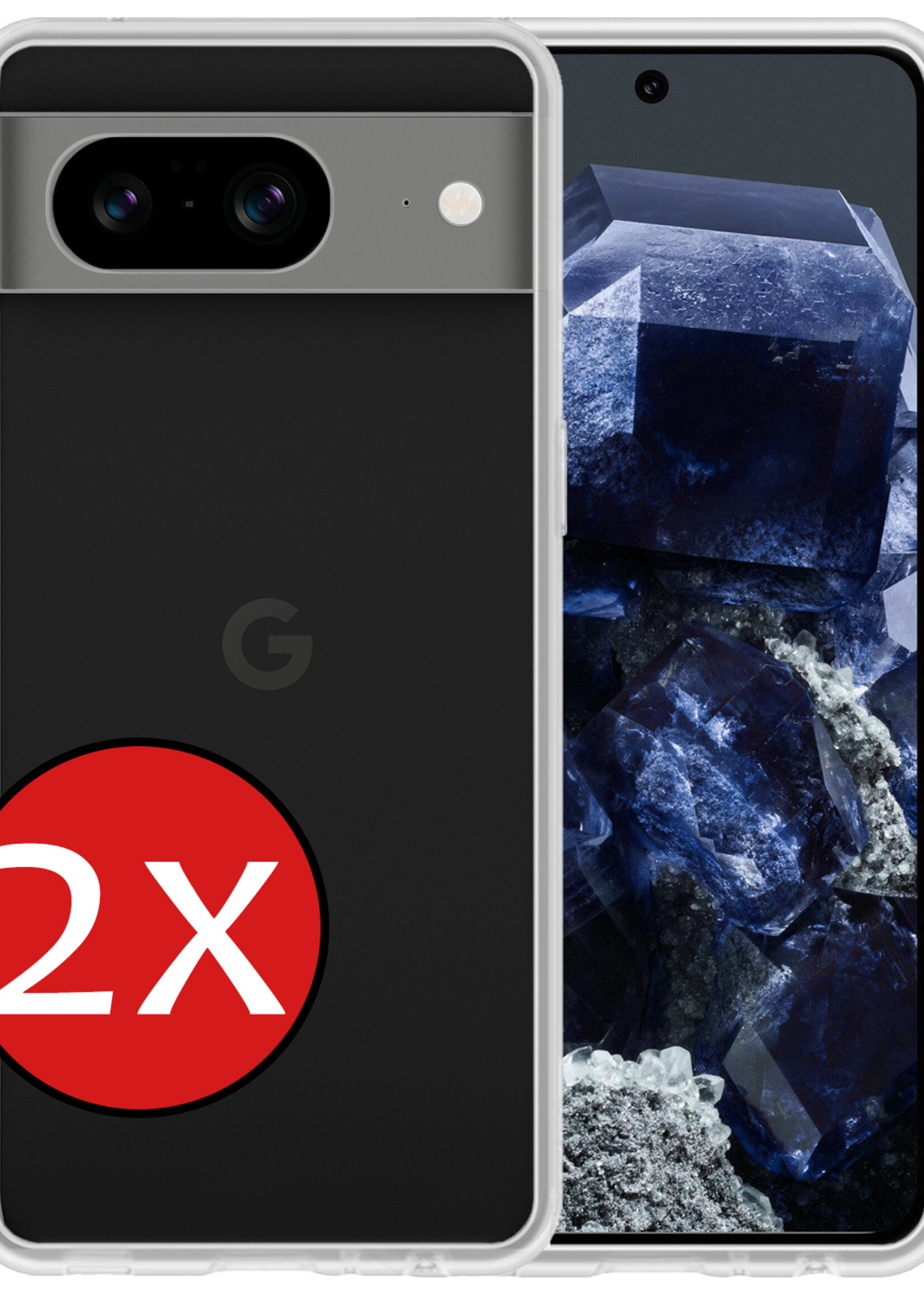 BTH Hoesje Geschikt voor Google Pixel 8 Hoesje Siliconen Case Hoes - Hoes Geschikt voor Google Pixel 8 Hoes Cover Case - Transparant - 2 PACK