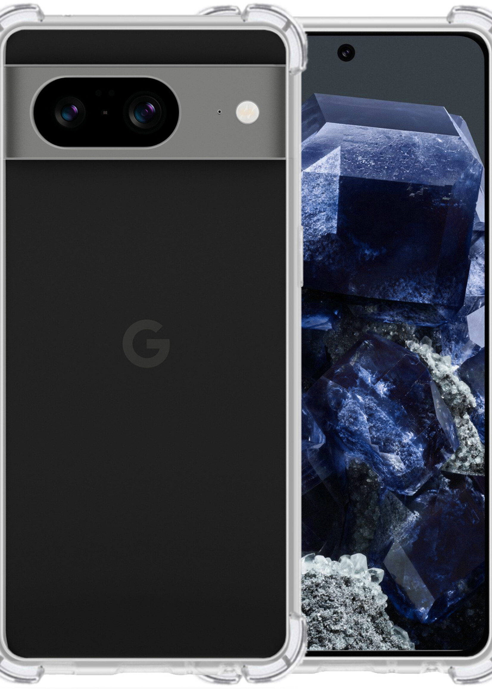 BTH Hoesje Geschikt voor Google Pixel 8 Hoesje Siliconen Shock Proof Case Hoes - Hoes Geschikt voor Google Pixel 8 Hoes Cover Case Shockproof - Transparant