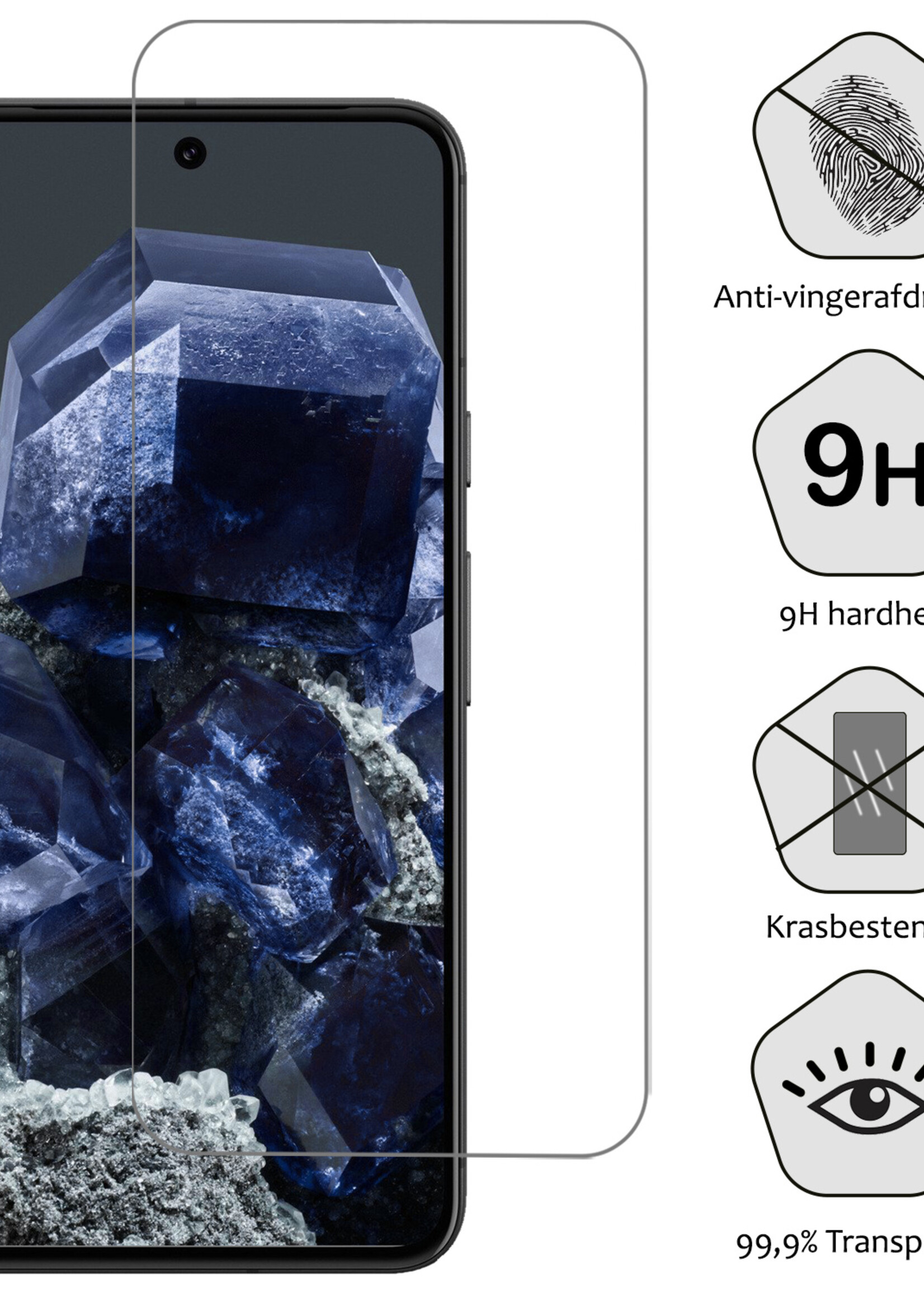 BTH Hoesje Geschikt voor Google Pixel 8 Hoesje Siliconen Shock Proof Case Hoes Met Screenprotector - Hoes Geschikt voor Google Pixel 8 Hoes Cover Case Shockproof - Transparant