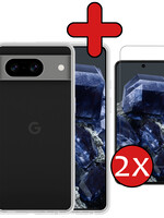 BTH BTH Google Pixel 8 Hoesje Siliconen Met 2x Screenprotector - Transparant