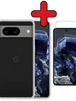 BTH BTH Google Pixel 8 Hoesje Siliconen Met Screenprotector - Transparant