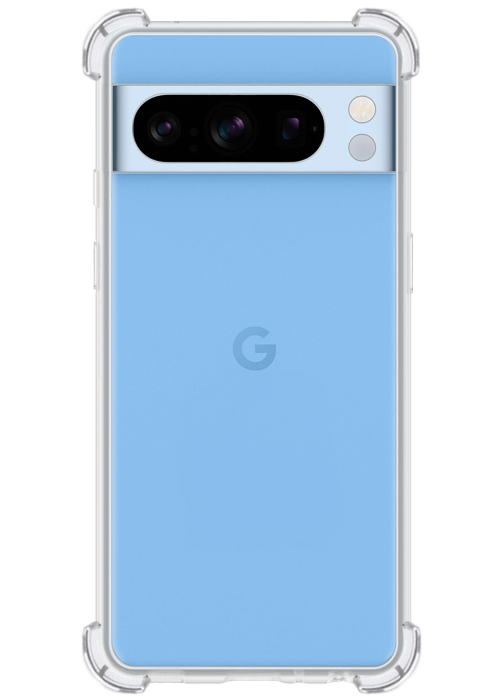 BTH Hoesje Geschikt voor Google Pixel 8 Pro Hoesje Siliconen Shock Proof Case Hoes Met Screenprotector - Hoes Geschikt voor Google Pixel 8 Pro Hoes Cover Case Shockproof - Transparant