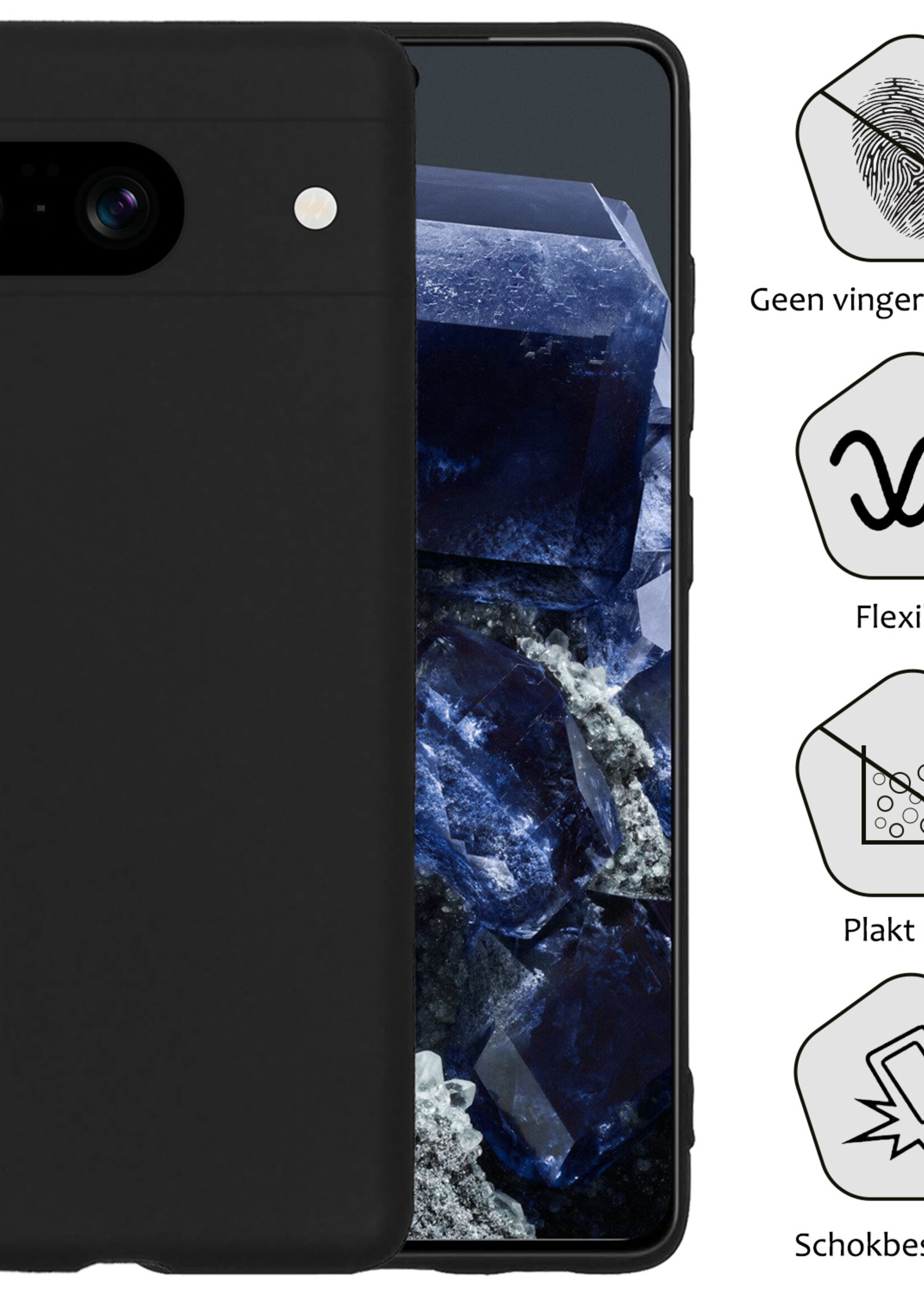 BTH Hoesje Geschikt voor Google Pixel 8 Hoesje Siliconen Case Hoes - Hoes Geschikt voor Google Pixel 8 Hoes Cover Case - Zwart