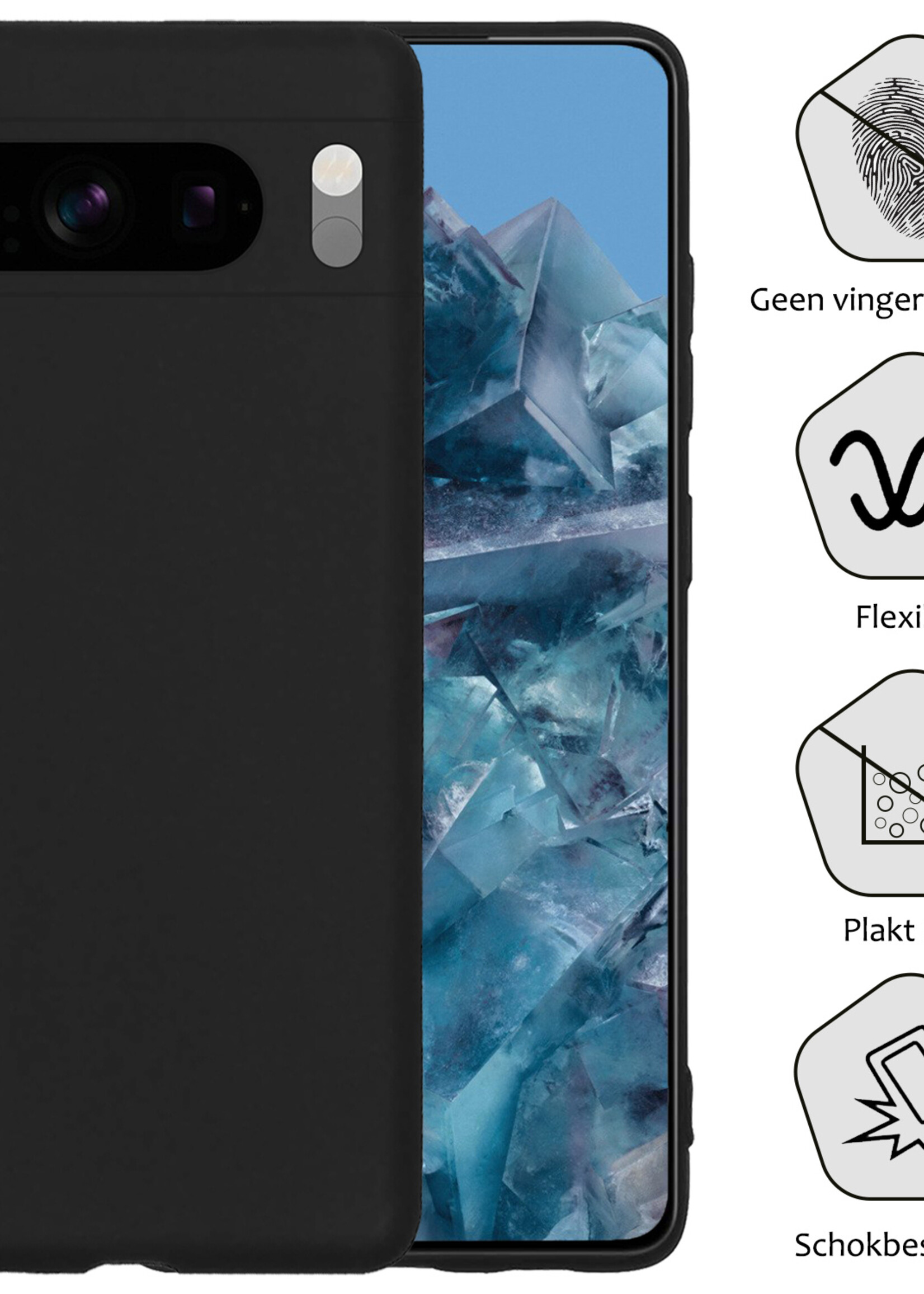 BTH Hoesje Geschikt voor Google Pixel 8 Pro Hoesje Siliconen Case Hoes - Hoes Geschikt voor Google Pixel 8 Pro Hoes Cover Case - Zwart