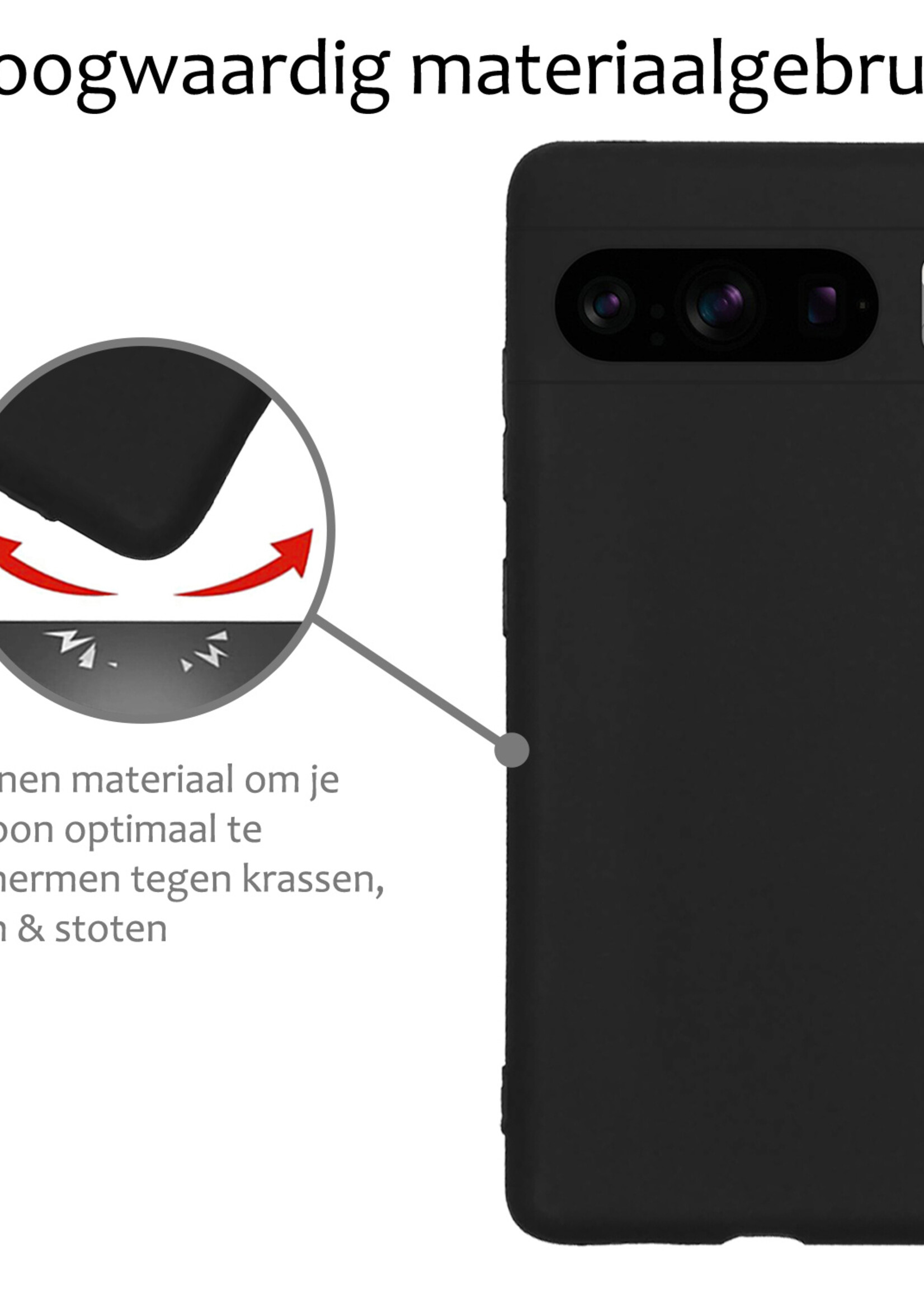 BTH Hoesje Geschikt voor Google Pixel 8 Pro Hoesje Siliconen Case Hoes Met 2x Screenprotector - Hoes Geschikt voor Google Pixel 8 Pro Hoes Cover Case - Zwart