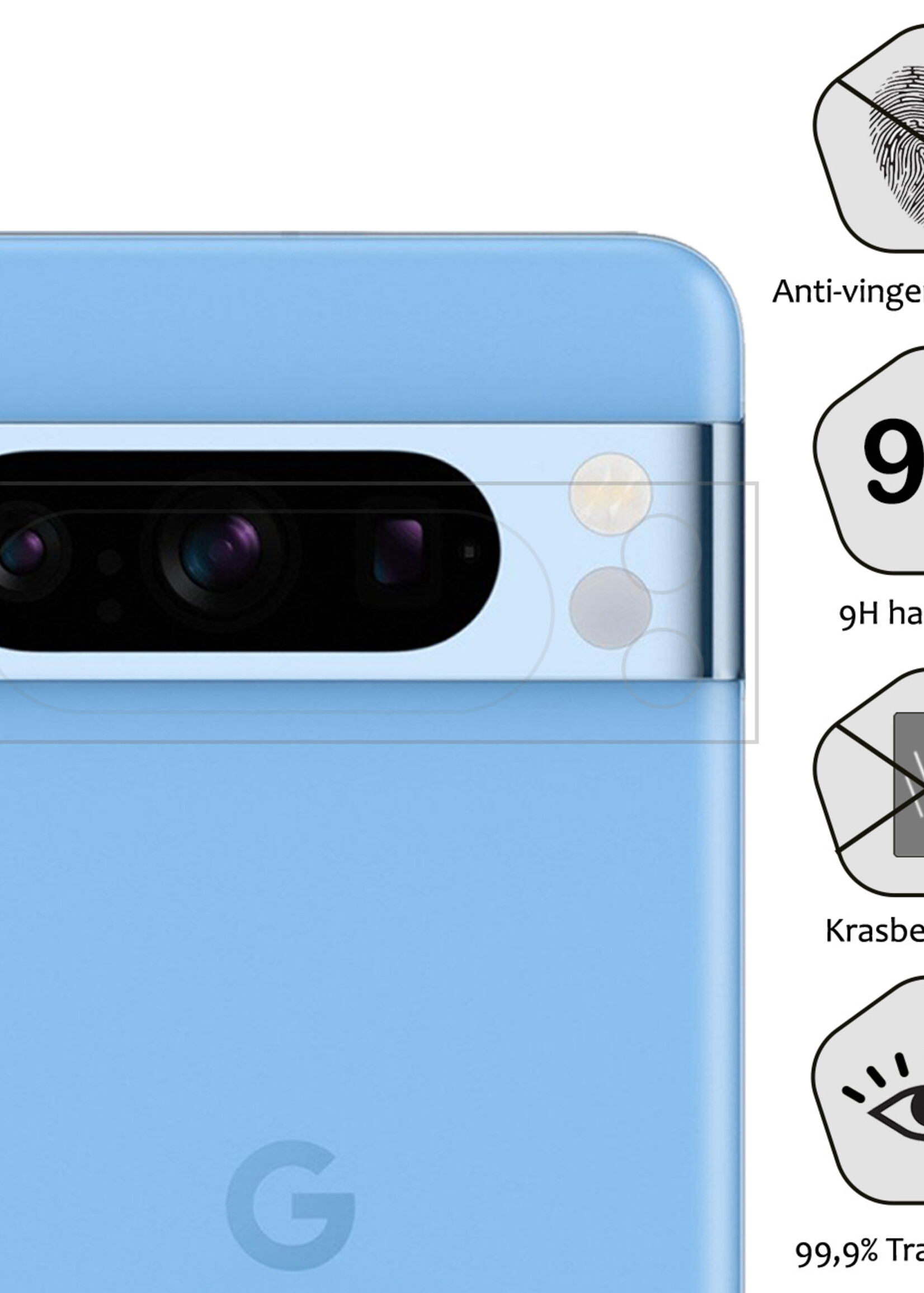 BTH Screenprotector Geschikt voor Google Pixel 8 Pro Camera Lens Screenprotector Glas - Screenprotector Geschikt voor Google Pixel 8 Pro Screenprotector Camera Protector Gehard Glas