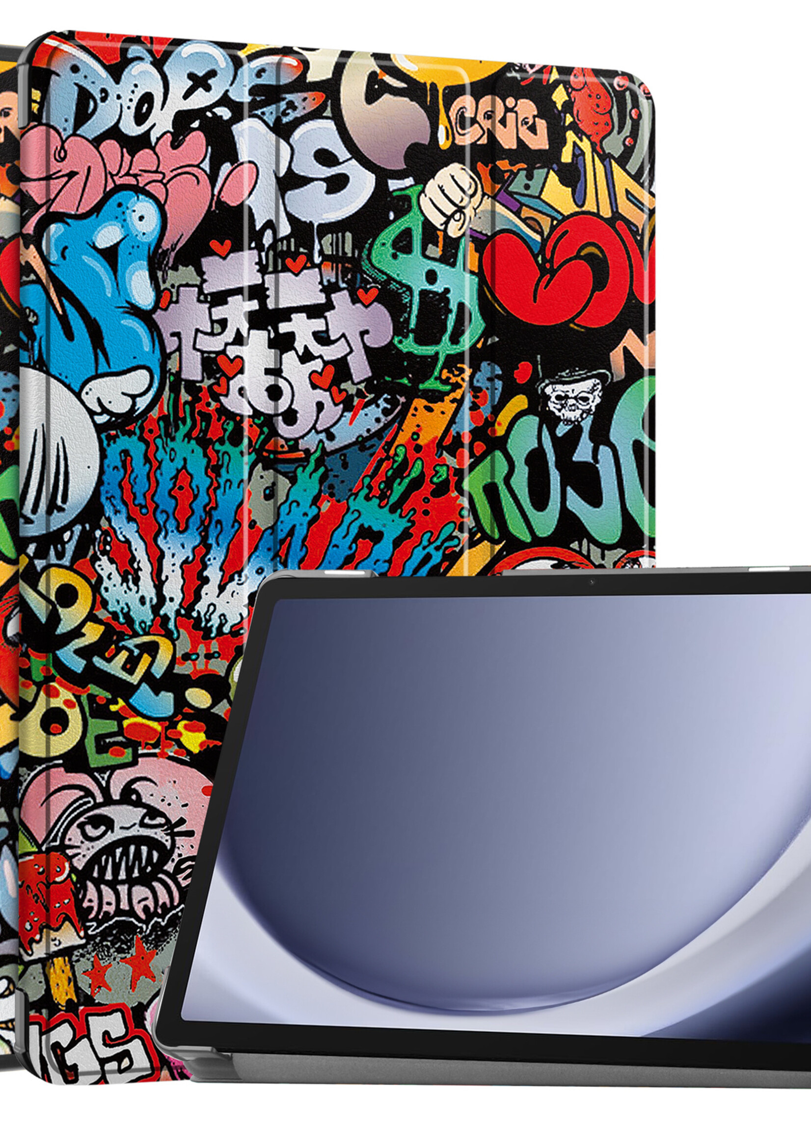 BTH Hoes Geschikt voor Samsung Galaxy Tab A9 Hoes Book Case Hoesje Trifold Cover - Hoesje Geschikt voor Samsung Tab A9 Hoesje Bookcase - Graffity