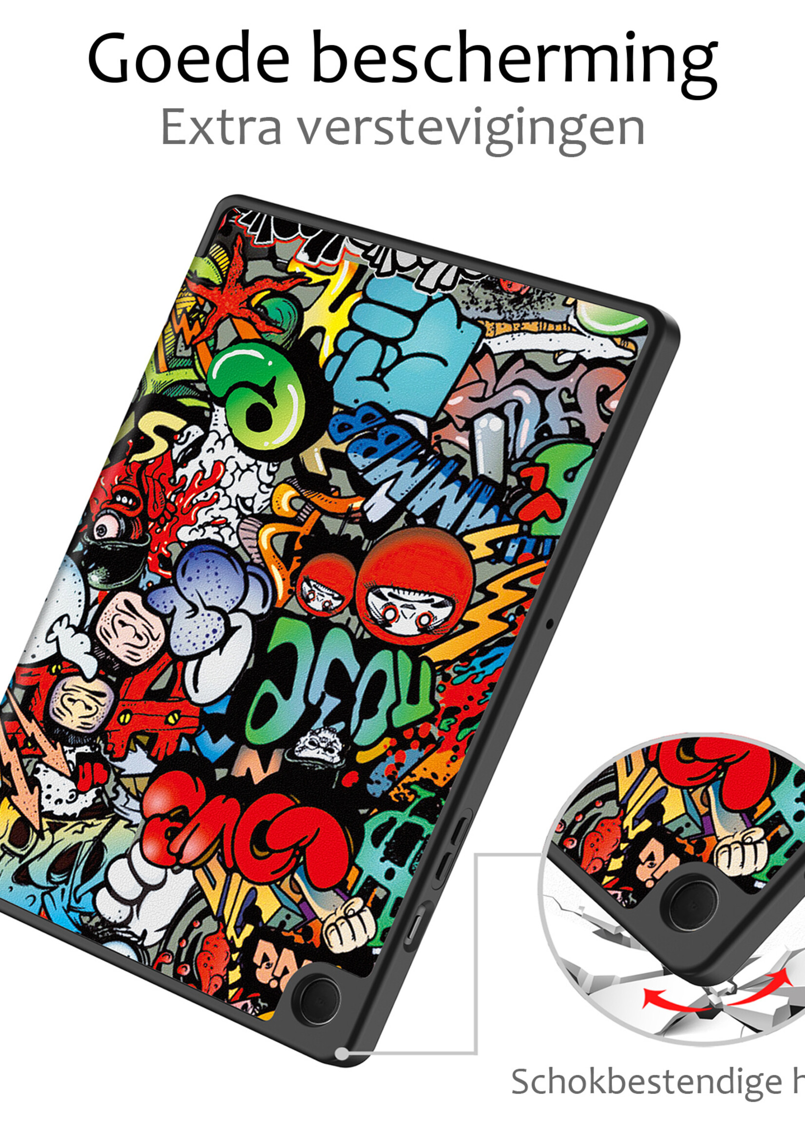 BTH Hoes Geschikt voor Samsung Galaxy Tab A9 Hoes Book Case Hoesje Trifold Cover - Hoesje Geschikt voor Samsung Tab A9 Hoesje Bookcase - Graffity