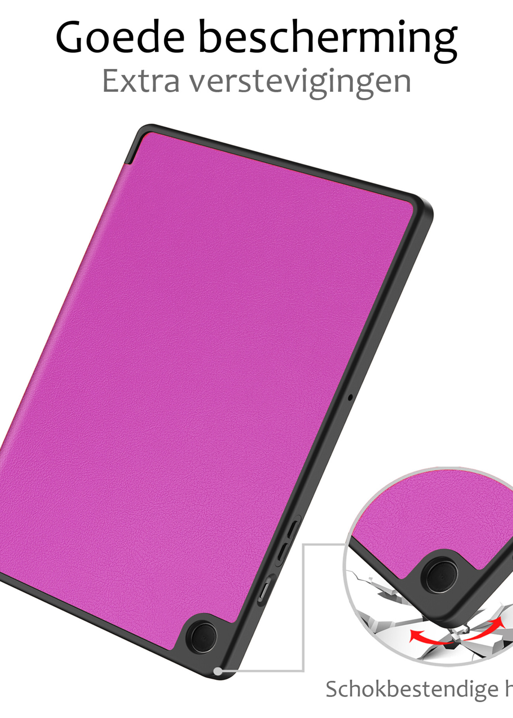 BTH Hoes Geschikt voor Samsung Galaxy Tab A9 Hoes Book Case Hoesje Trifold Cover - Hoesje Geschikt voor Samsung Tab A9 Hoesje Bookcase - Paars