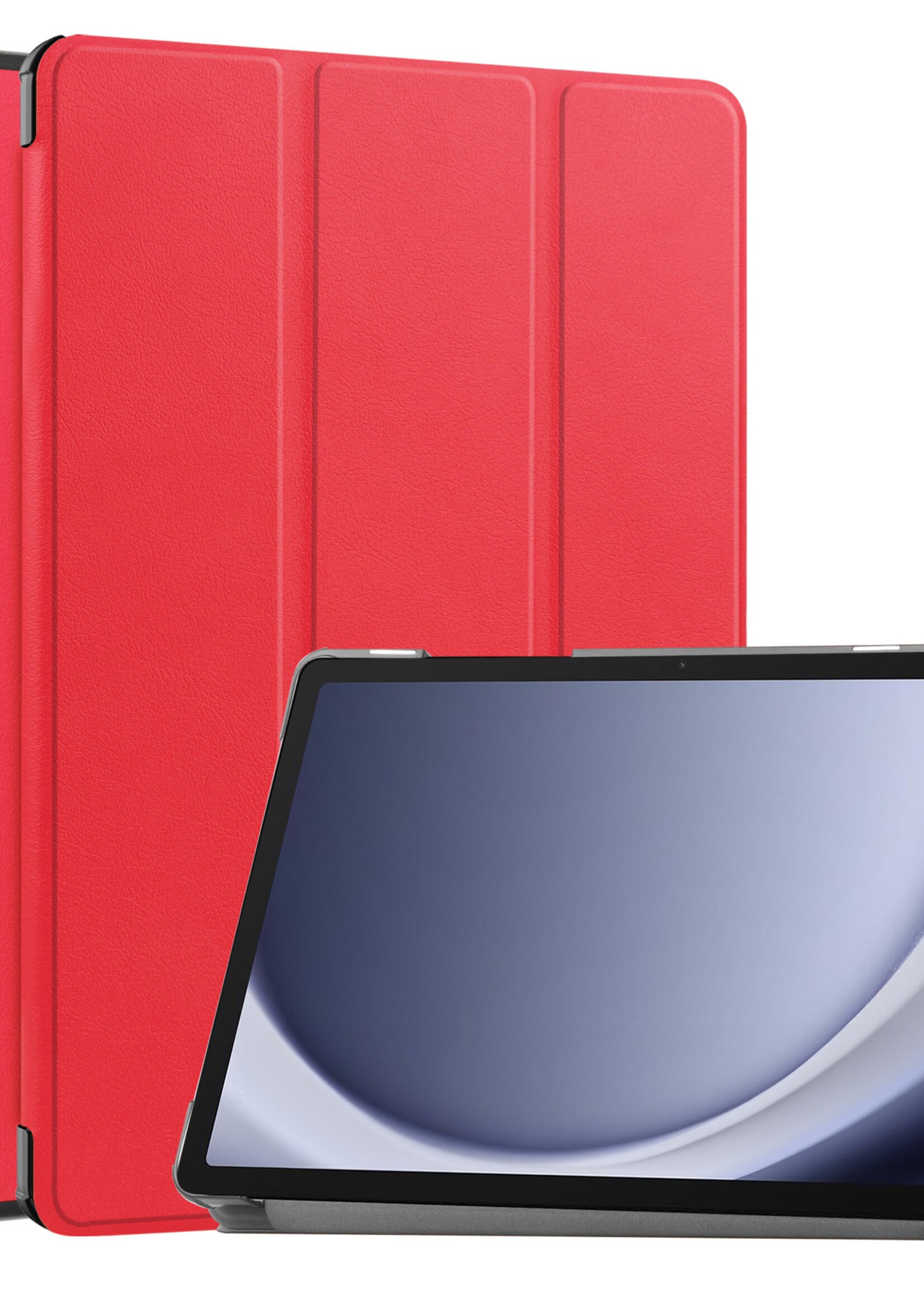 BTH Hoes Geschikt voor Samsung Galaxy Tab A9 Hoes Book Case Hoesje Trifold Cover - Hoesje Geschikt voor Samsung Tab A9 Hoesje Bookcase - Rood