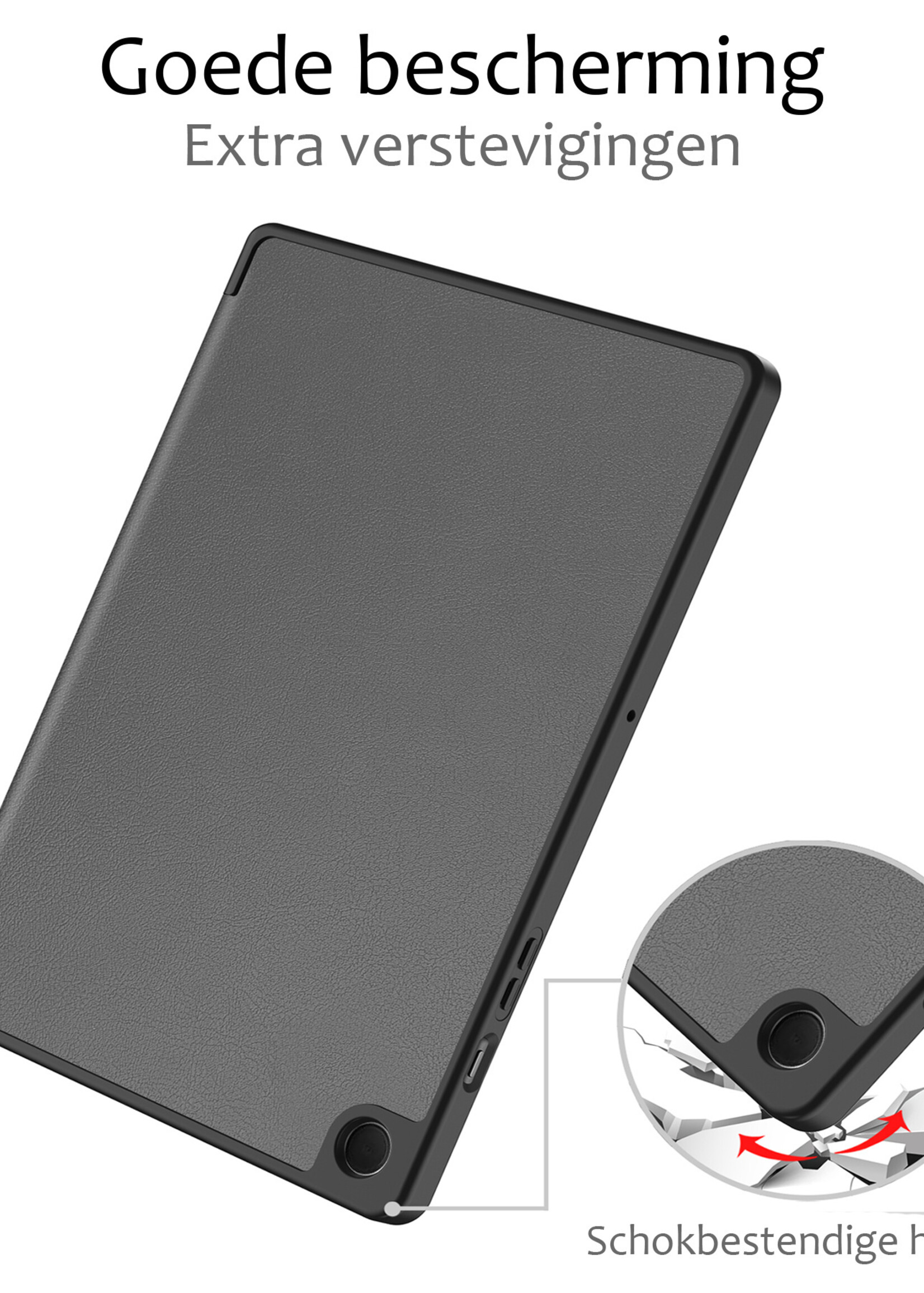 BTH Hoes Geschikt voor Samsung Galaxy Tab A9 Hoes Book Case Hoesje Trifold Cover Met Screenprotector - Hoesje Geschikt voor Samsung Tab A9 Hoesje Bookcase - Grijs