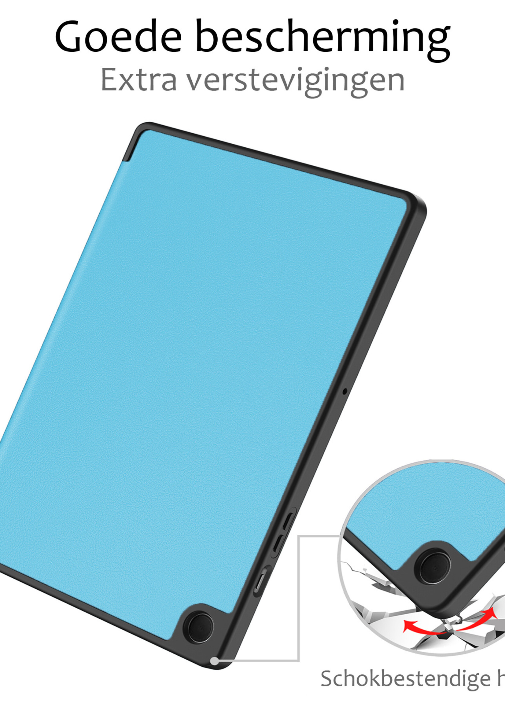 BTH Hoes Geschikt voor Samsung Galaxy Tab A9 Hoes Book Case Hoesje Trifold Cover Met Screenprotector - Hoesje Geschikt voor Samsung Tab A9 Hoesje Bookcase - Lichtblauw