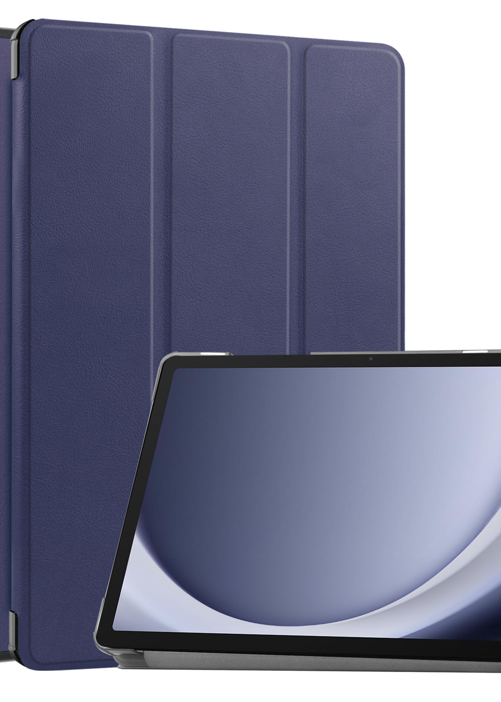 BTH Hoes Geschikt voor Samsung Galaxy Tab A9 Plus Hoes Book Case Hoesje Trifold Cover - Hoesje Geschikt voor Samsung Tab A9 Plus Hoesje Bookcase - Donkerblauw