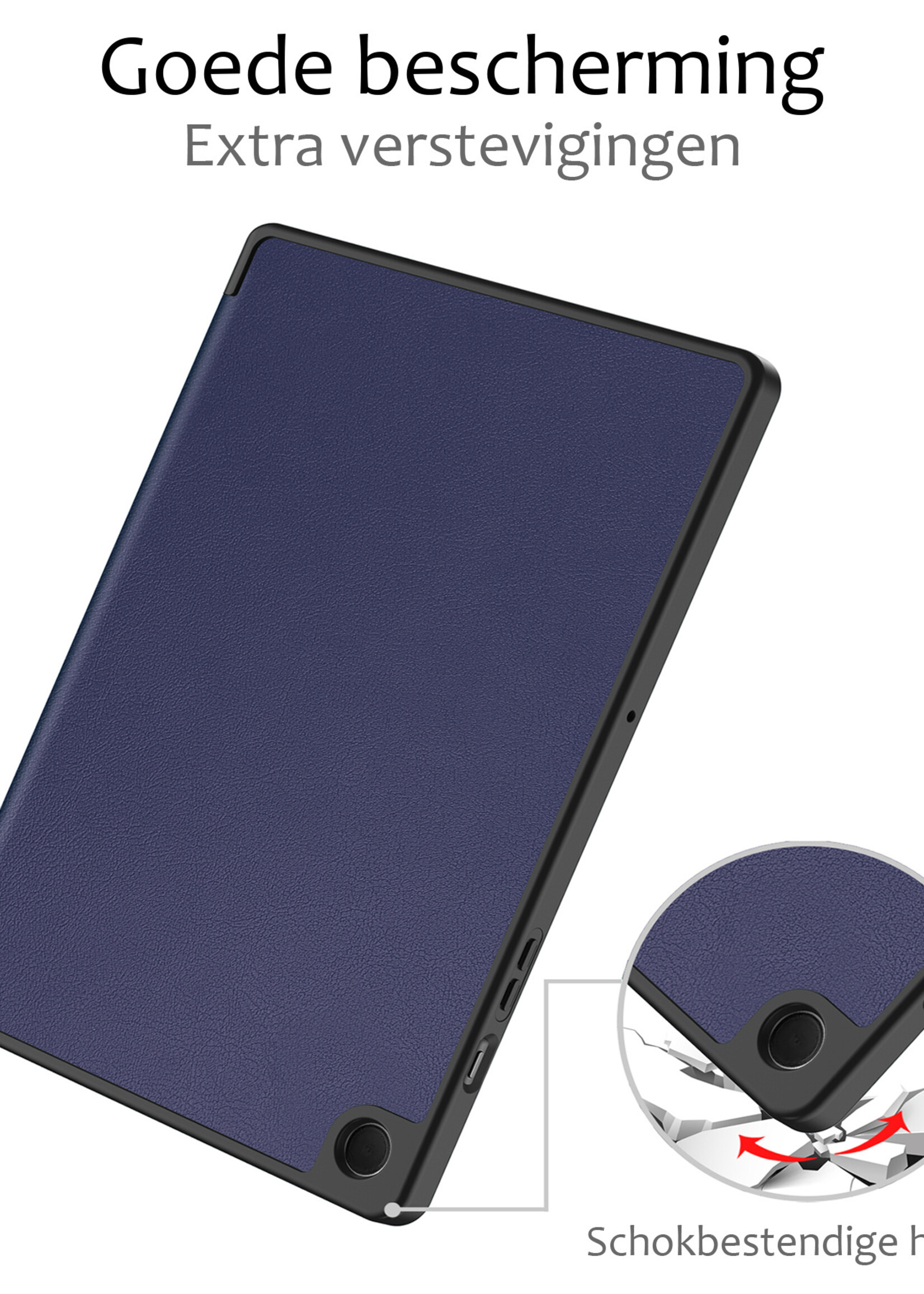 BTH Hoes Geschikt voor Samsung Galaxy Tab A9 Plus Hoes Book Case Hoesje Trifold Cover - Hoesje Geschikt voor Samsung Tab A9 Plus Hoesje Bookcase - Donkerblauw