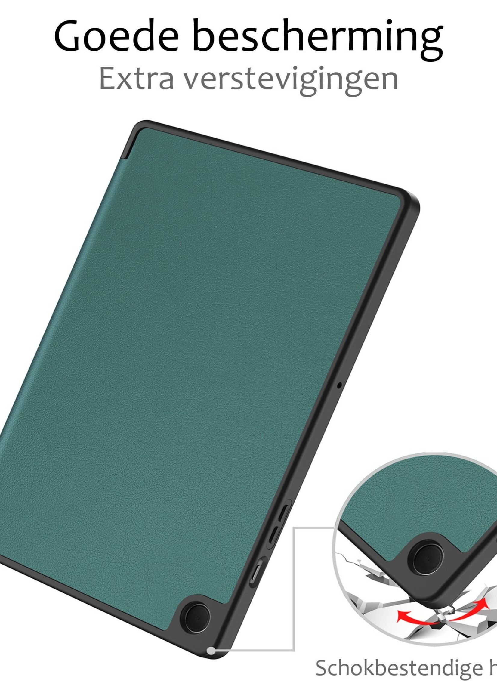 BTH Hoes Geschikt voor Samsung Galaxy Tab A9 Plus Hoes Book Case Hoesje Trifold Cover - Hoesje Geschikt voor Samsung Tab A9 Plus Hoesje Bookcase - Donkergroen